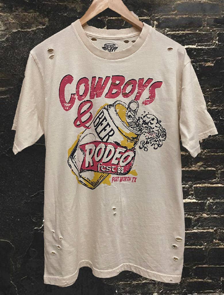 Cowboys and Beer Rodeo Fest Fort Worth Distressed 80's Vintage T Shirt Hoodie, Sweatshirt | PodTeesHub.com