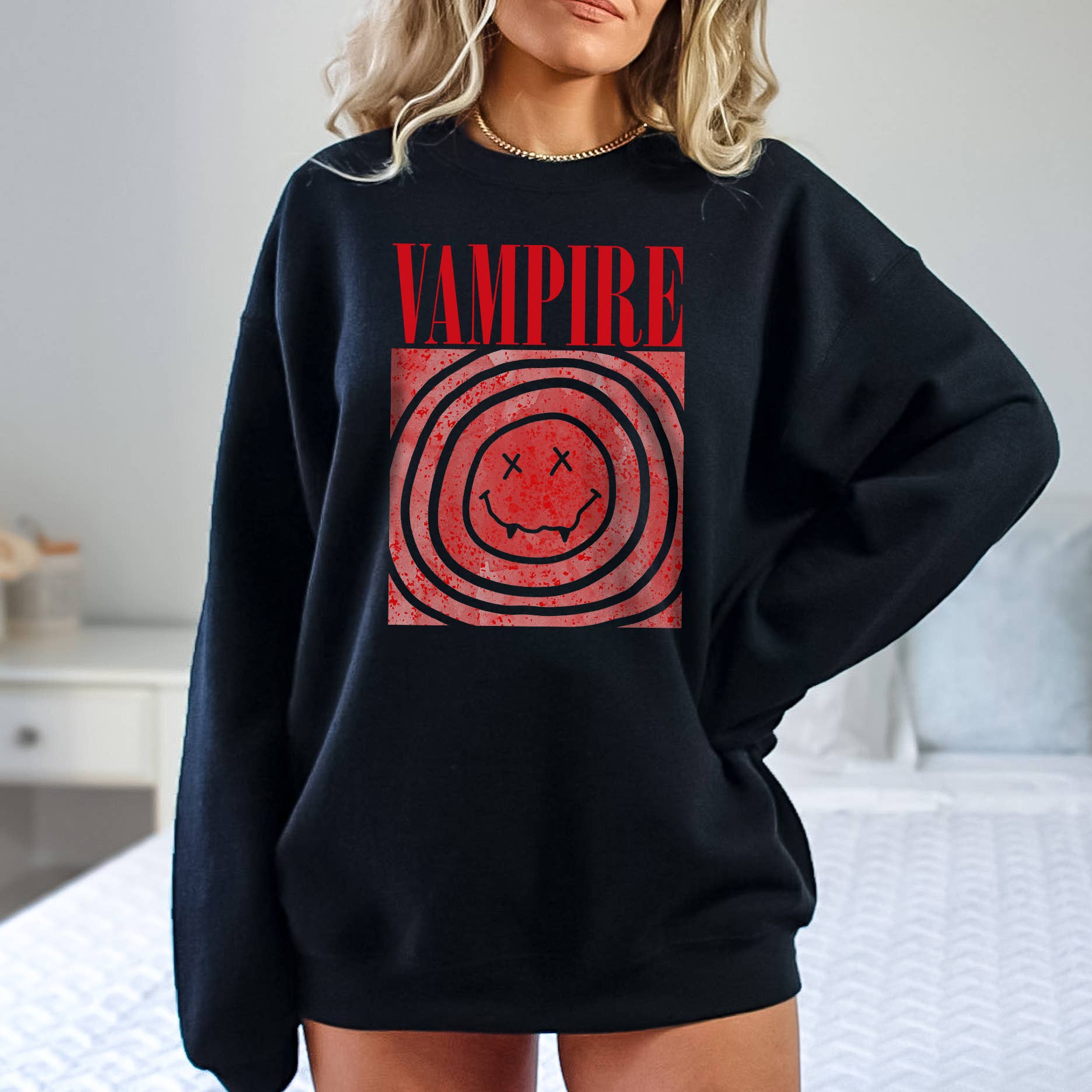 Vampire Crewneck Sweatshirt | Halloween | Unisex Sizes S-2XL T-Shirts, Hoodie | PodTeesHub.com