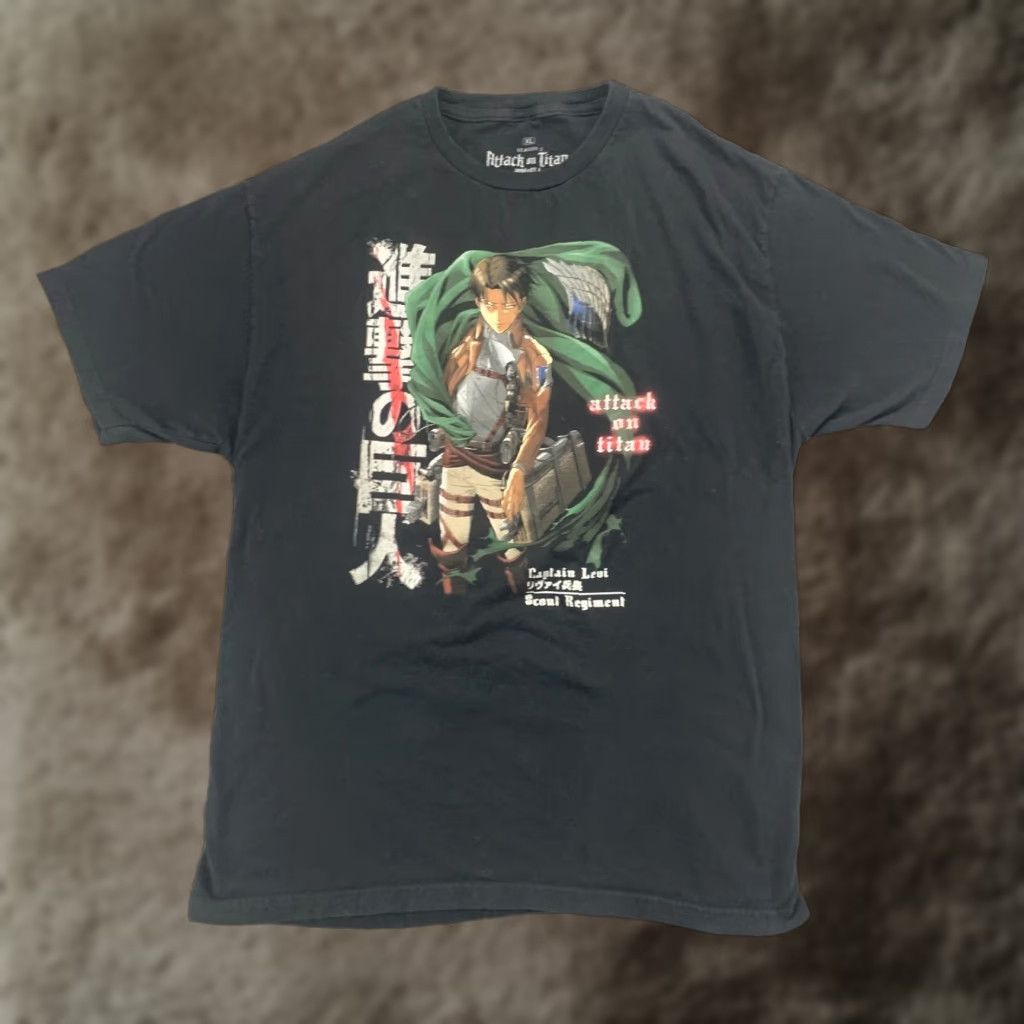 Vintage Attack Titan Shirt Xl Black Anime Season 3 Captain Levi Scout Regiment Print T-Shirts, Hoodie, Sweatshirt