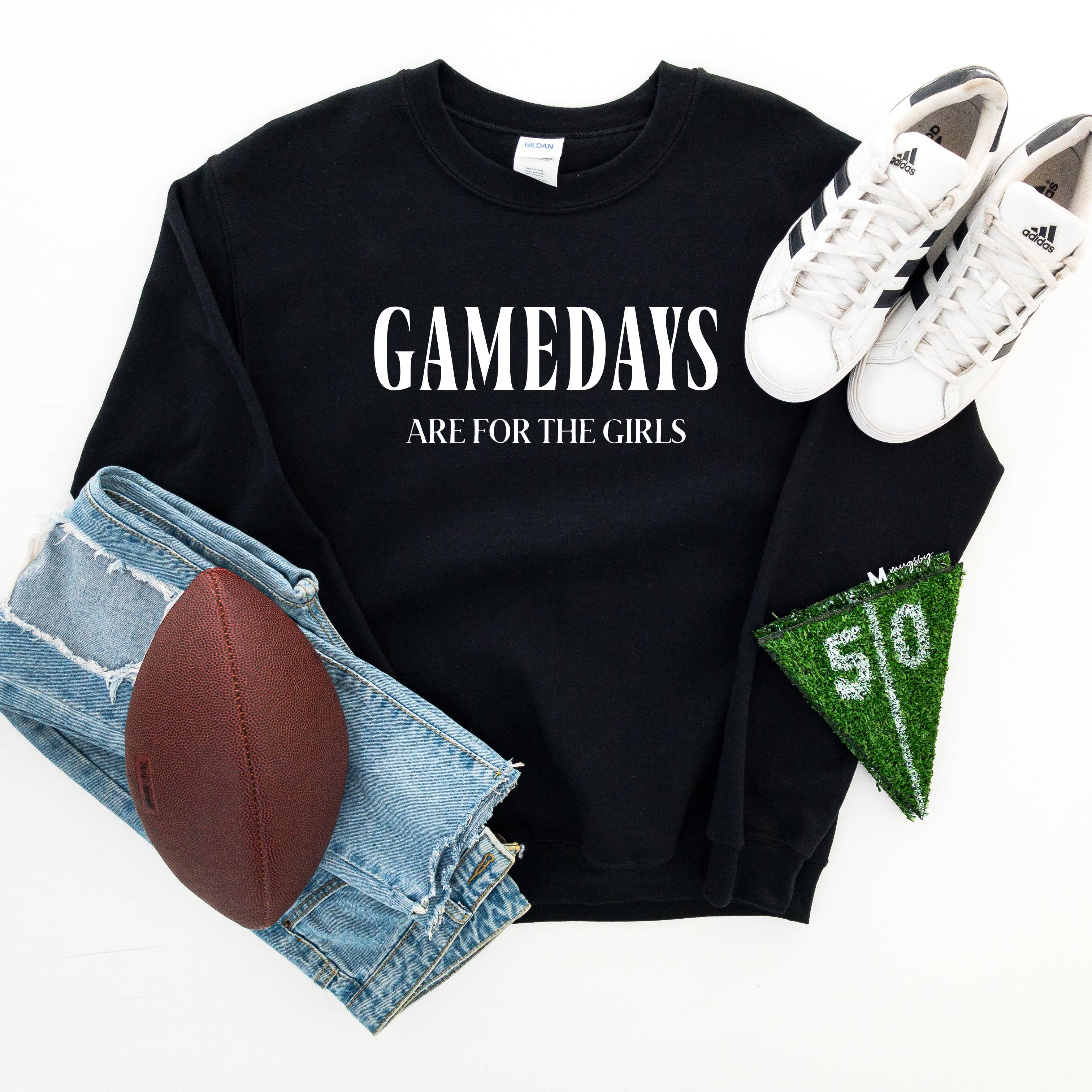 Gamedays Are For the Girls Black Sweatshirt, Football Season T-Shirts, Hoodie | PodTeesHub.com