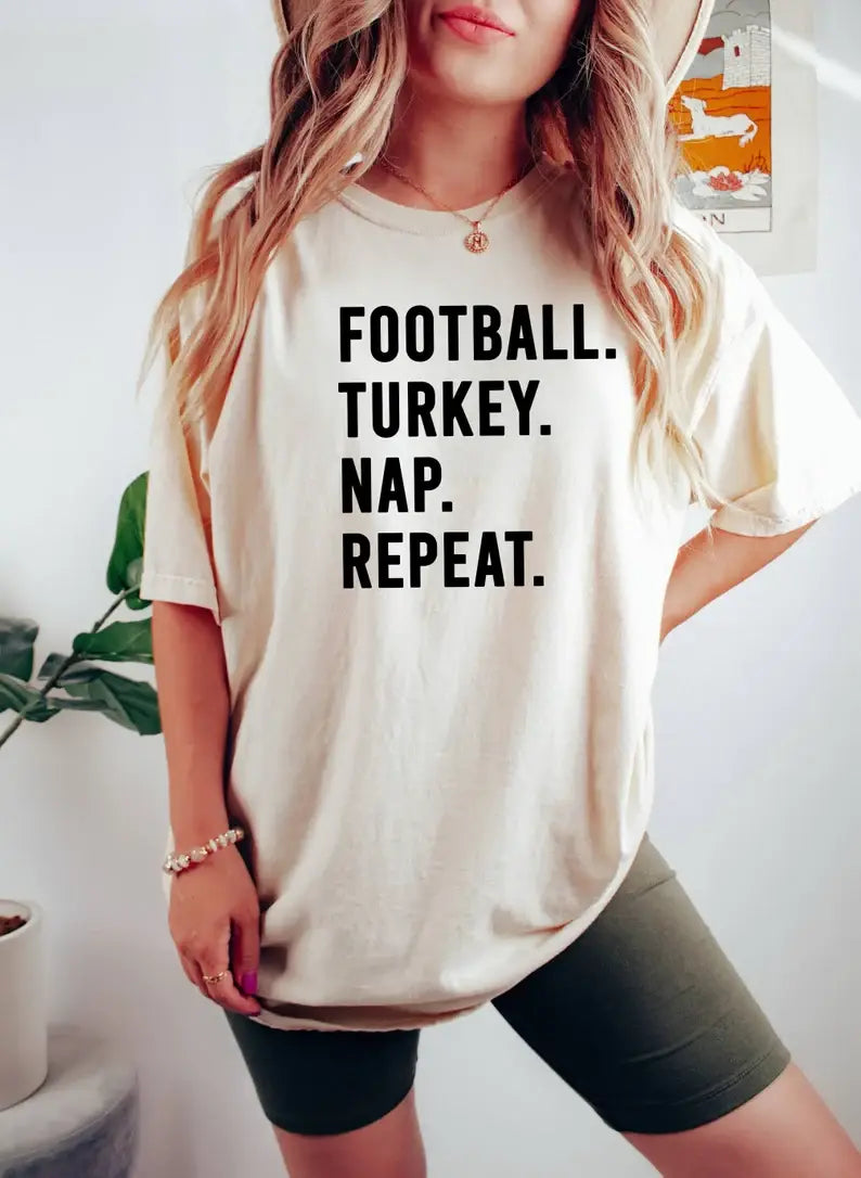 Football Turkey Nap Repeat T-Shirt, Football Player Shirt Hoodie, Sweatshirt | PodTeesHub.com