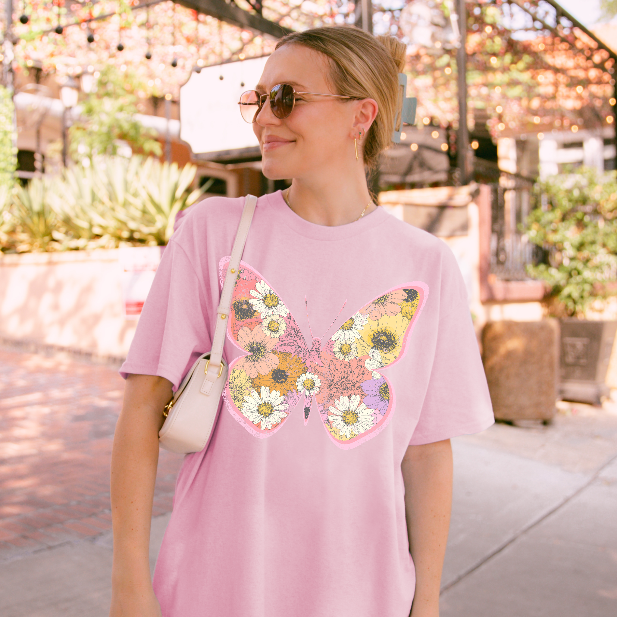 Floral Boho Butterfly Graphic Tee Hoodie, Sweatshirt | PodTeesHub.com
