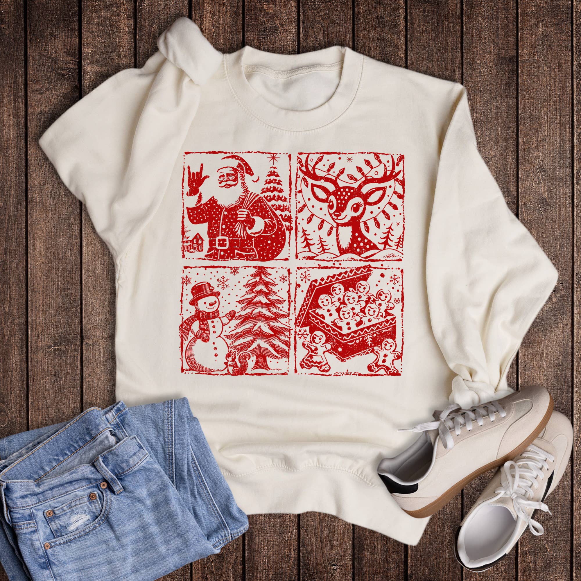 Christmas Retro Squares Sweatshirt T-Shirts, Hoodie | PodTeesHub.com