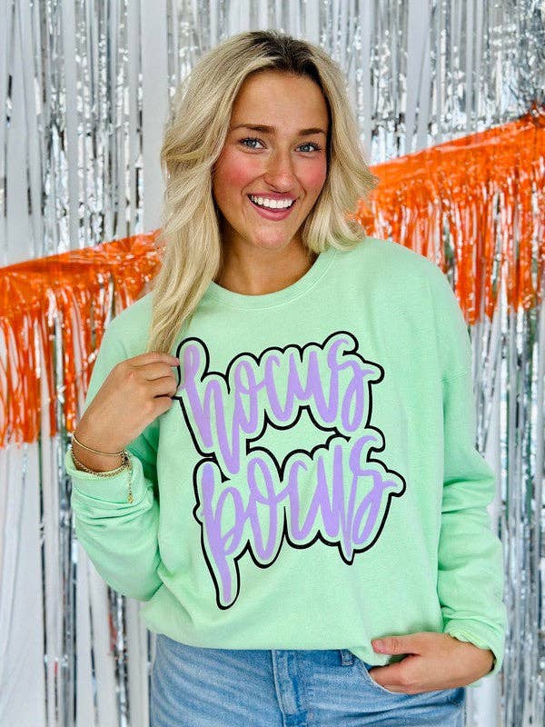 Hocus Pocus Double Cursive Puff/Glitter Sweatshirt T-Shirts, Hoodie | PodTeesHub.com