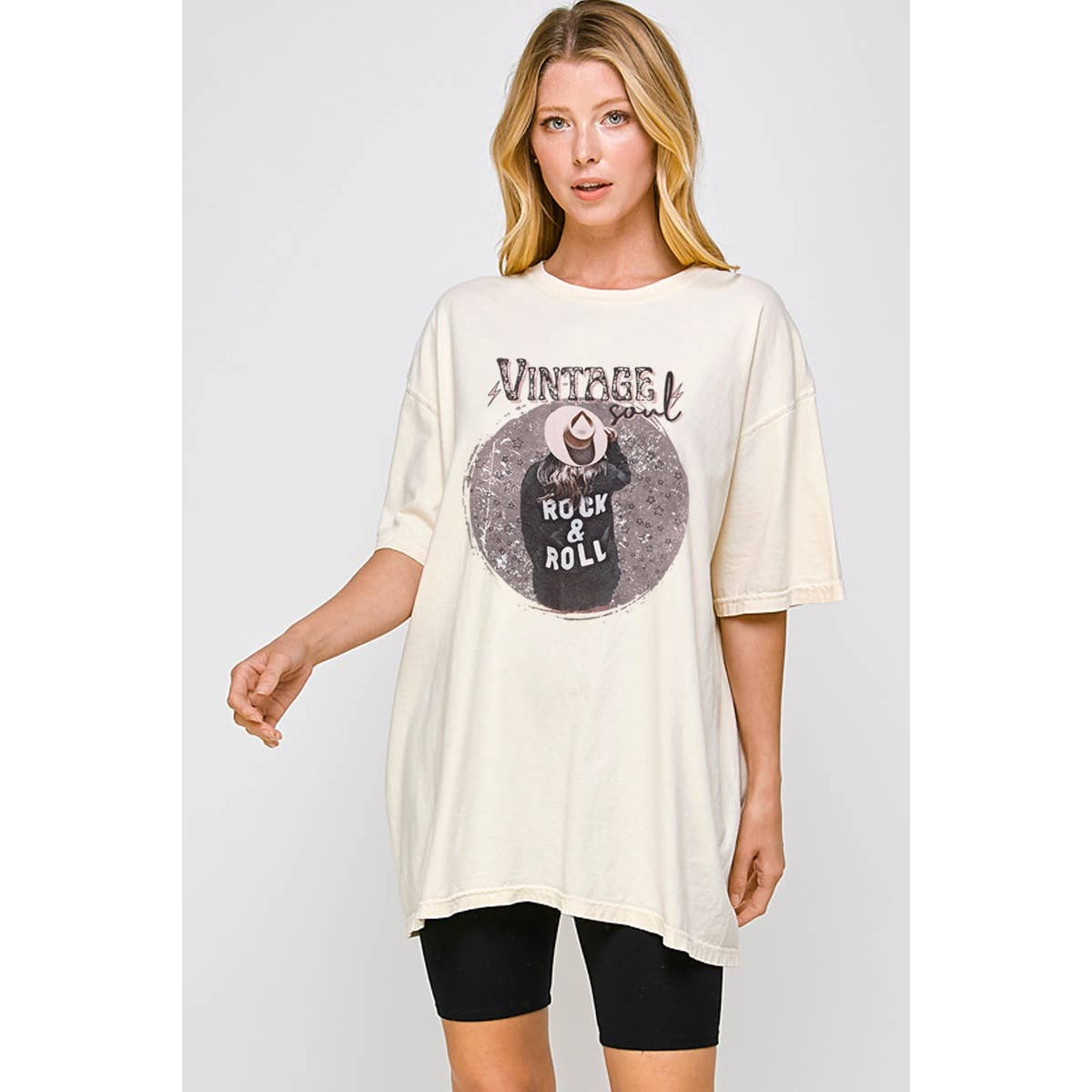 Rock and Roll Graphic Oversized Tee Hoodie, Sweatshirt | PodTeesHub.com