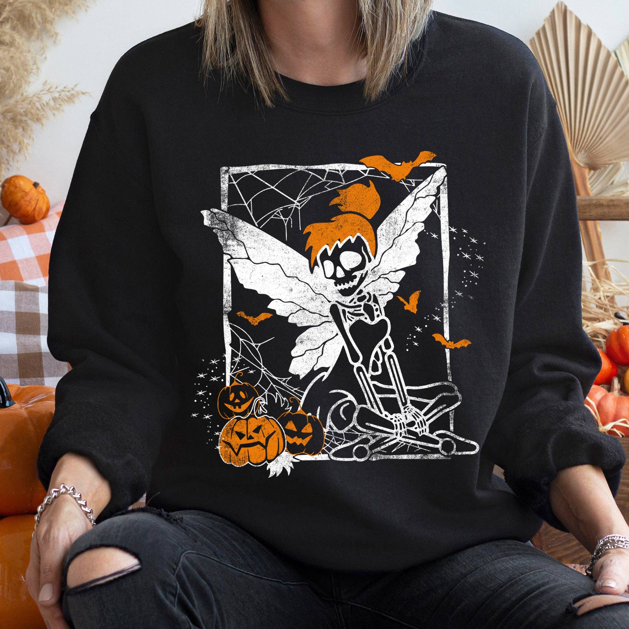 Tinkerbell Skeleton Vintage Halloween Sweatshirt T-Shirts, Hoodie | PodTeesHub.com