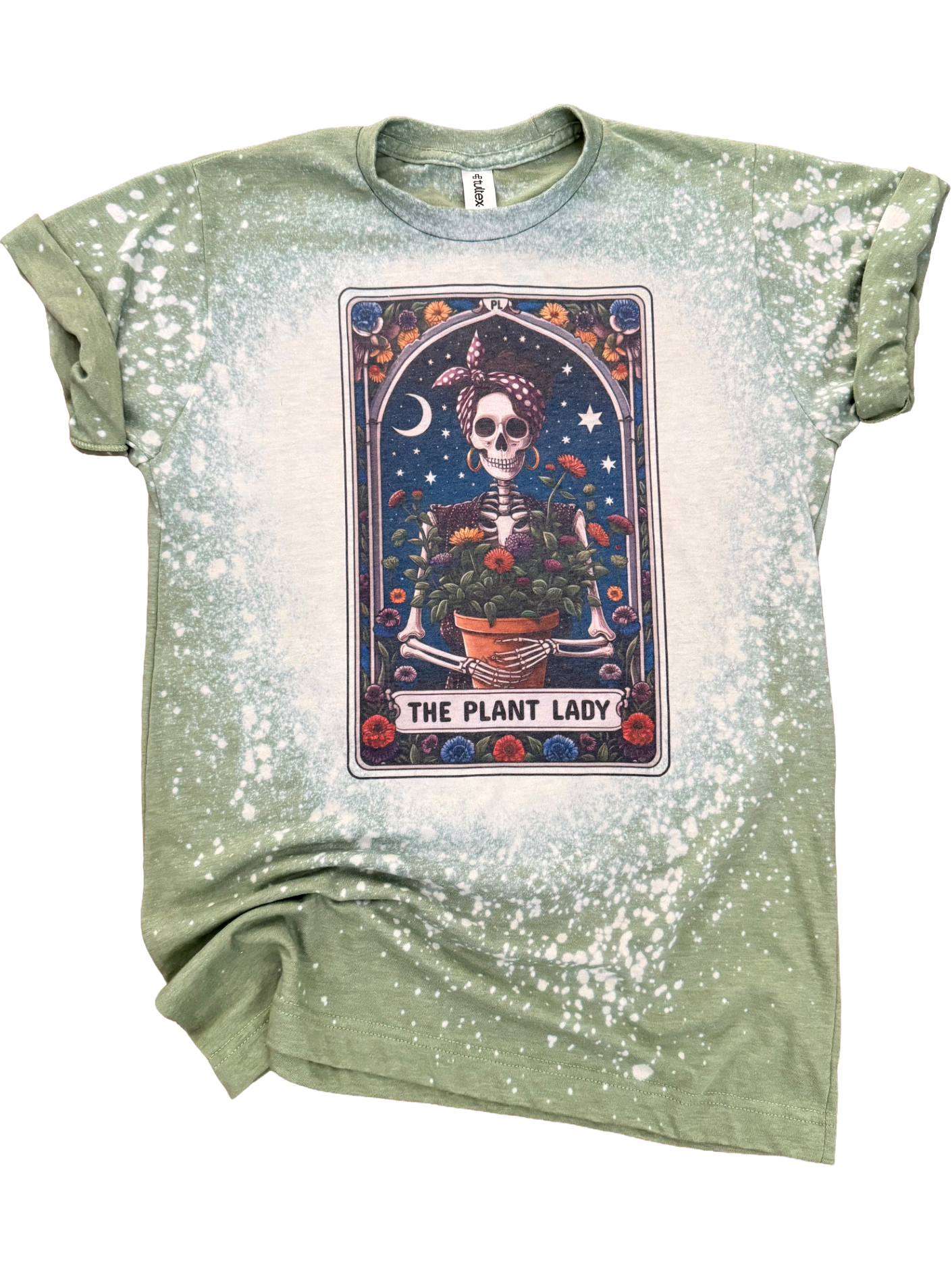 The Plant Lady - Skeleton Tarot Card Bleached Tee Hoodie, Sweatshirt | PodTeesHub.com