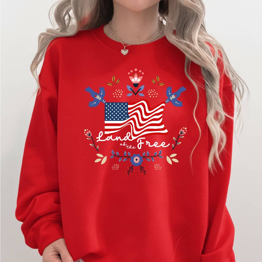 Land of the Free Premium Red Sweatshirt T-Shirts, Hoodie | PodTeesHub.com
