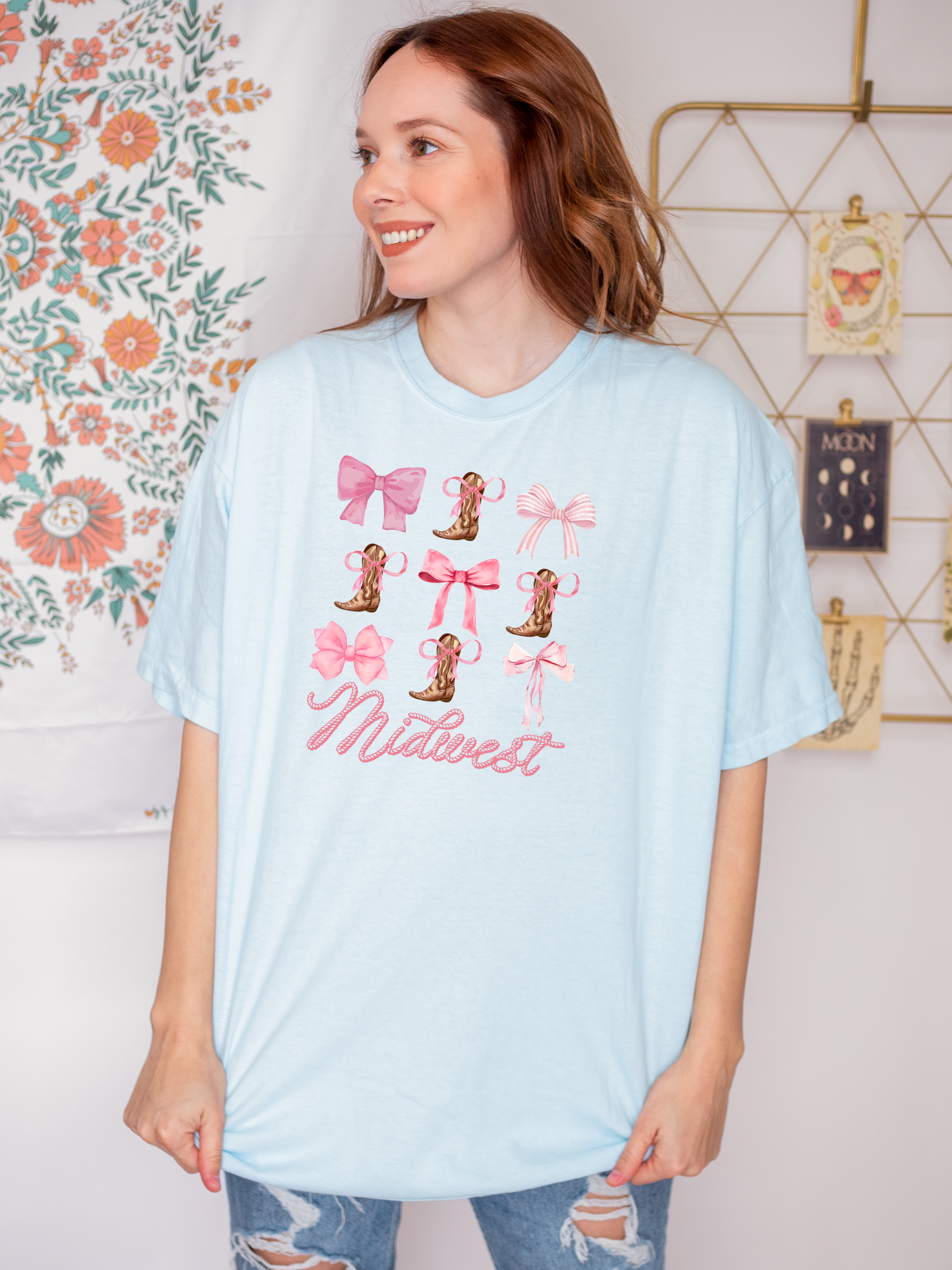 Midwest, Bow, Soft Girl, Coquette, Preppy, Graphic Tee Hoodie, Sweatshirt | PodTeesHub.com