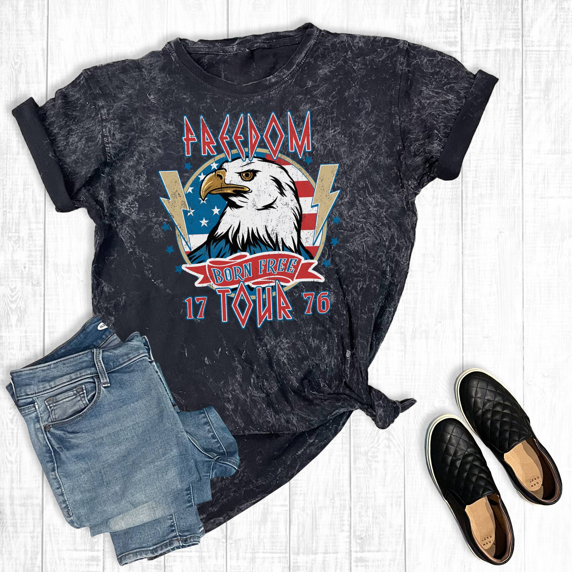 July 4th Freedom Tour Mineral Wash Graphic Tee Hoodie, Sweatshirt | PodTeesHub.com