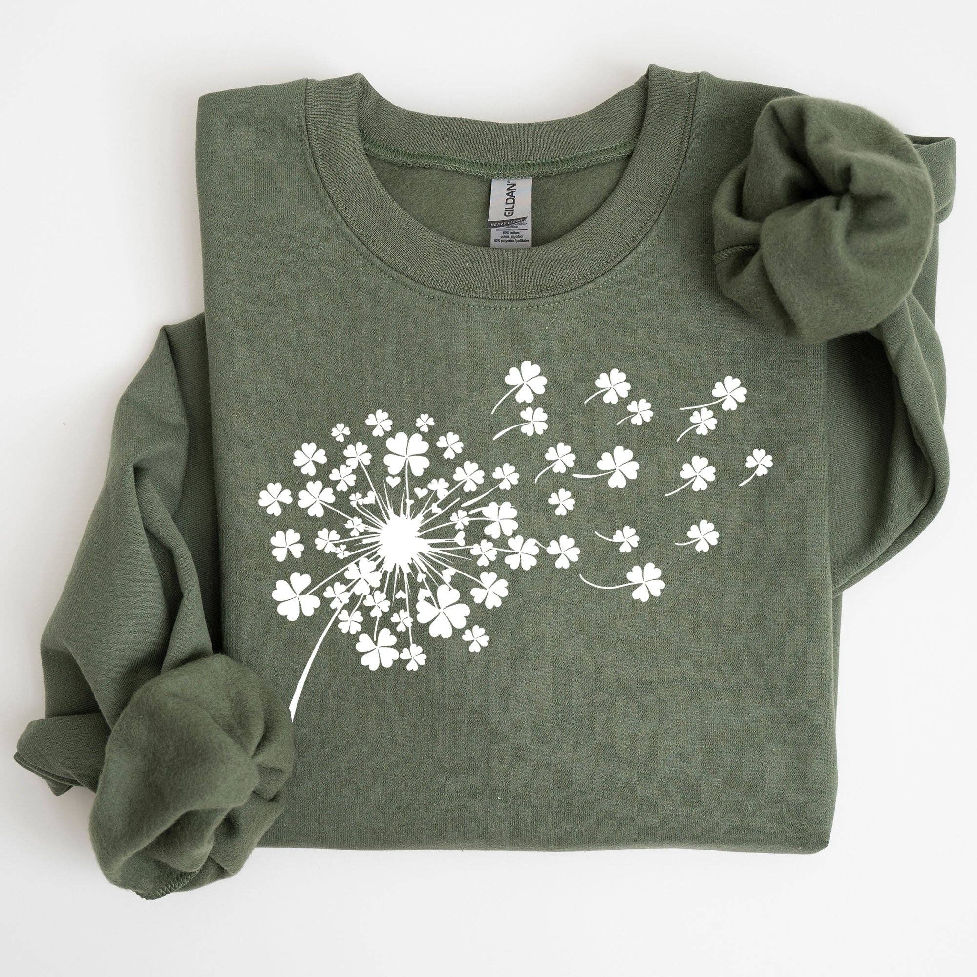 Dandelion, Clover Shamrock Lucky St Patrick's Day Sweatshirt T-Shirts, Hoodie | PodTeesHub.com