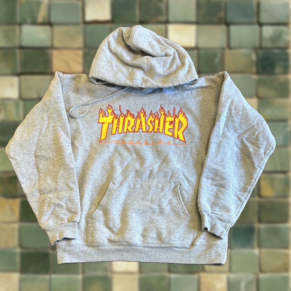 Vintage Thrasher Magazine Skateboard Hoodie Sweatshirt Small Gray Unisex Adults S Pullover T-Shirts | PodTeesHub.com