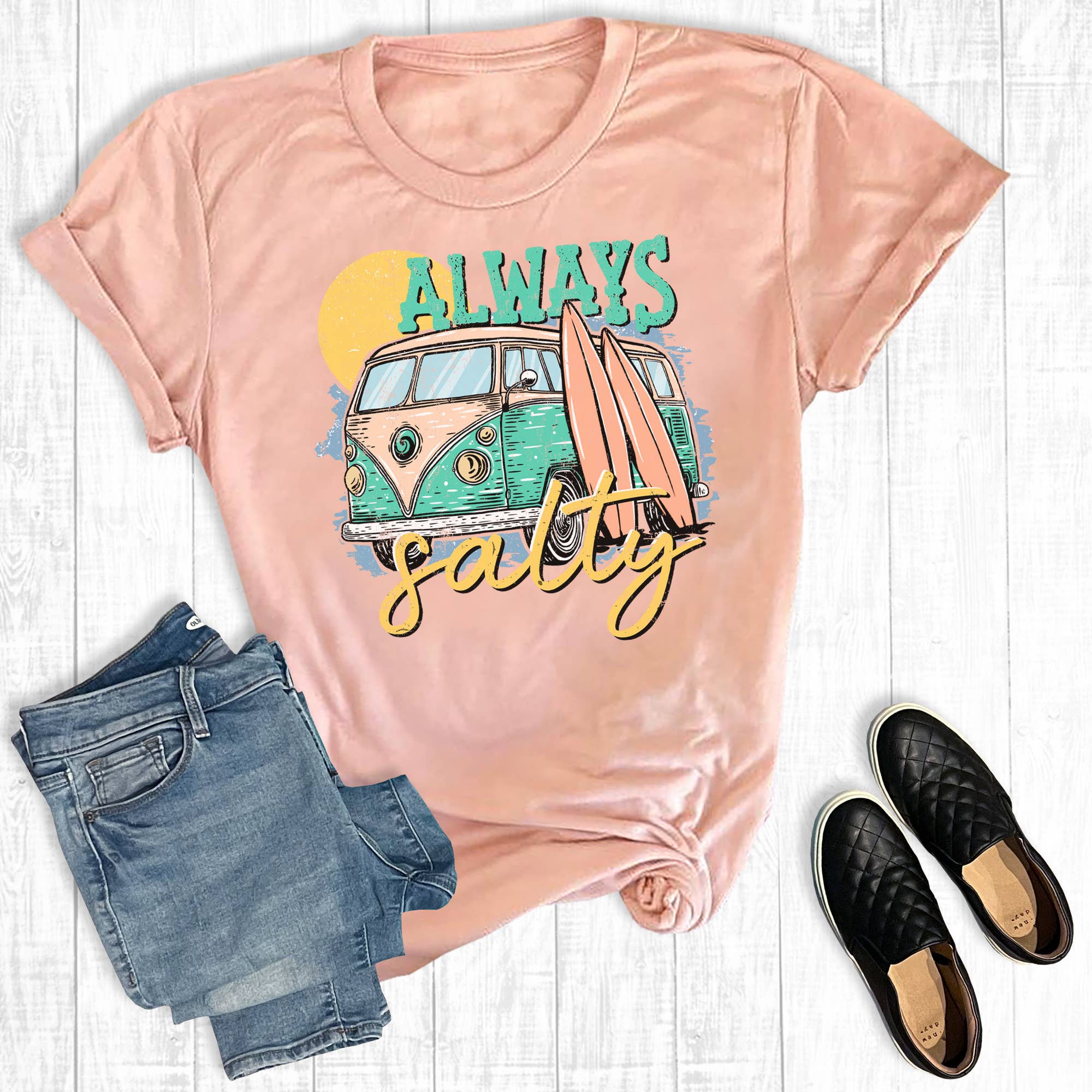 Retro Summer Funny Always Salty Graphic Tee Hoodie, Sweatshirt | PodTeesHub.com