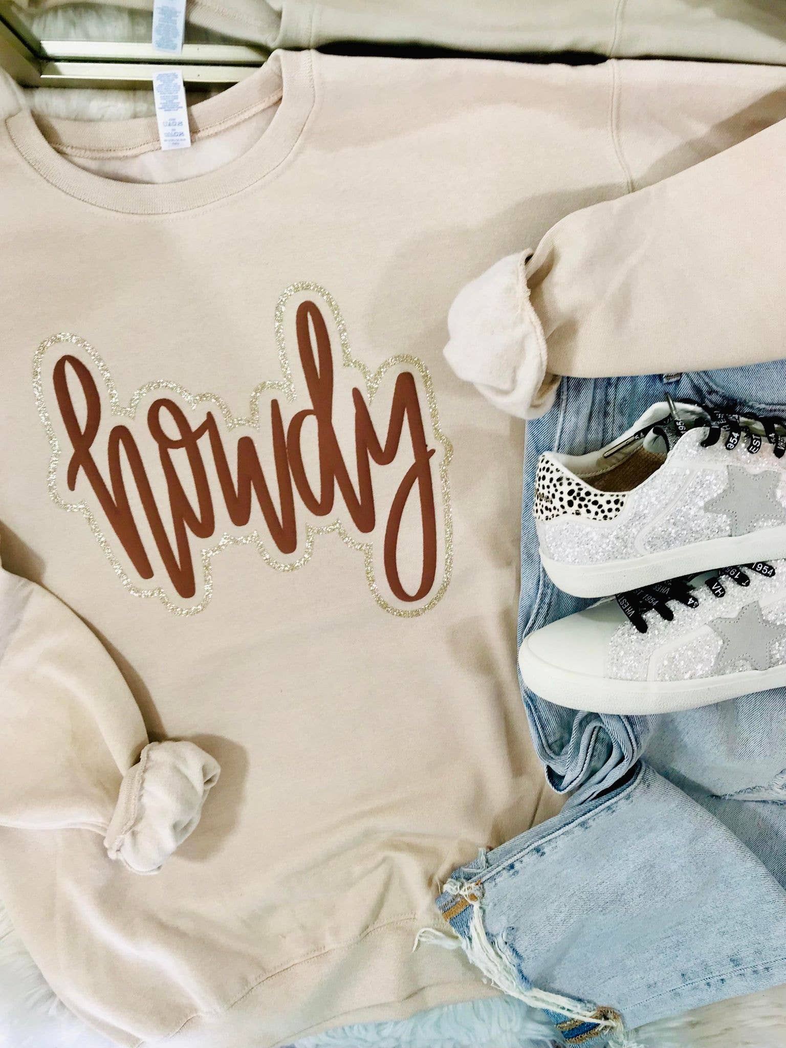 Howdy Glitter Puff Combo Sweatshirt T-Shirts, Hoodie | PodTeesHub.com