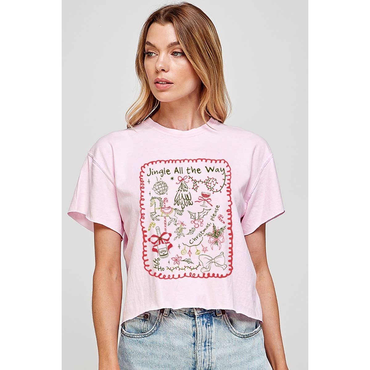 Jingle All the Way Christmas Vintage Graphic Crop Tee Hoodie, Sweatshirt | PodTeesHub.com