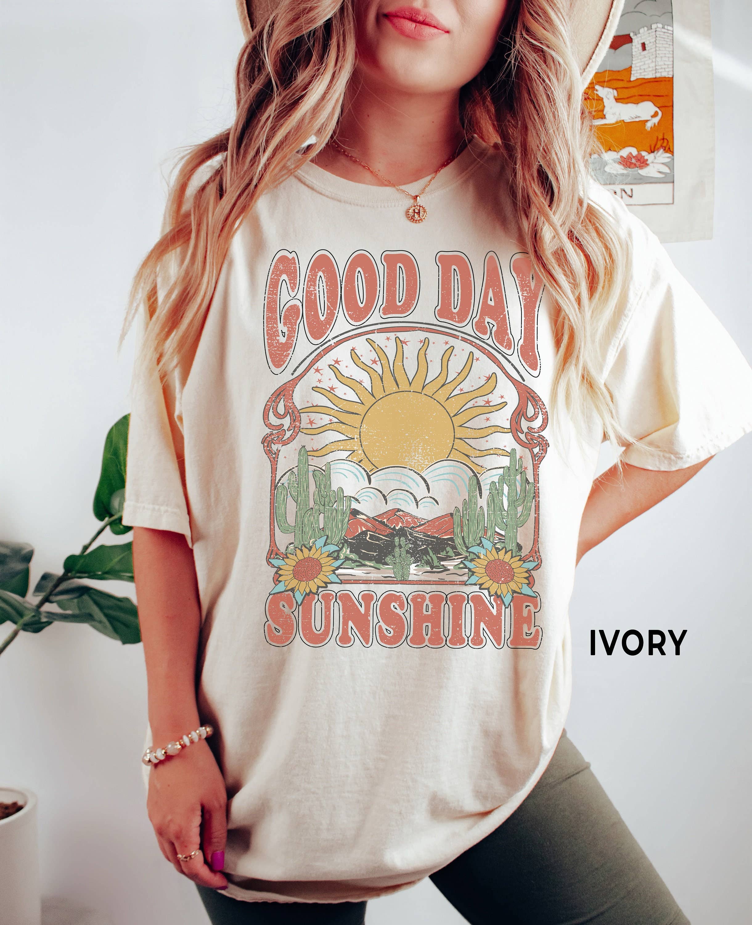 Good Day Sunshine Tee - Comfort Colors® Retro 70s Graphic Hoodie, Sweatshirt | PodTeesHub.com