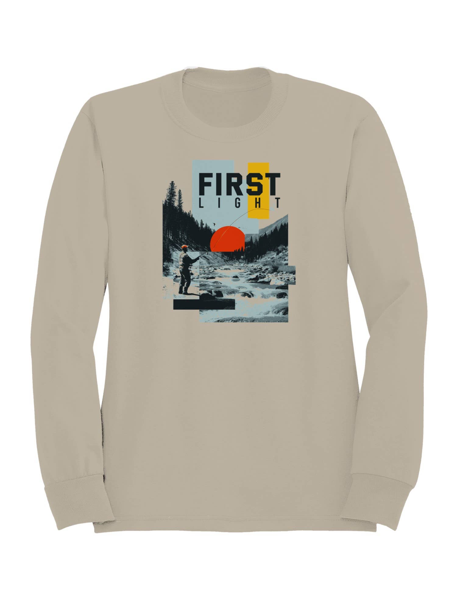 First Light Fly Fishing Landscape Men's Sweatshirt T-Shirts, Hoodie | PodTeesHub.com