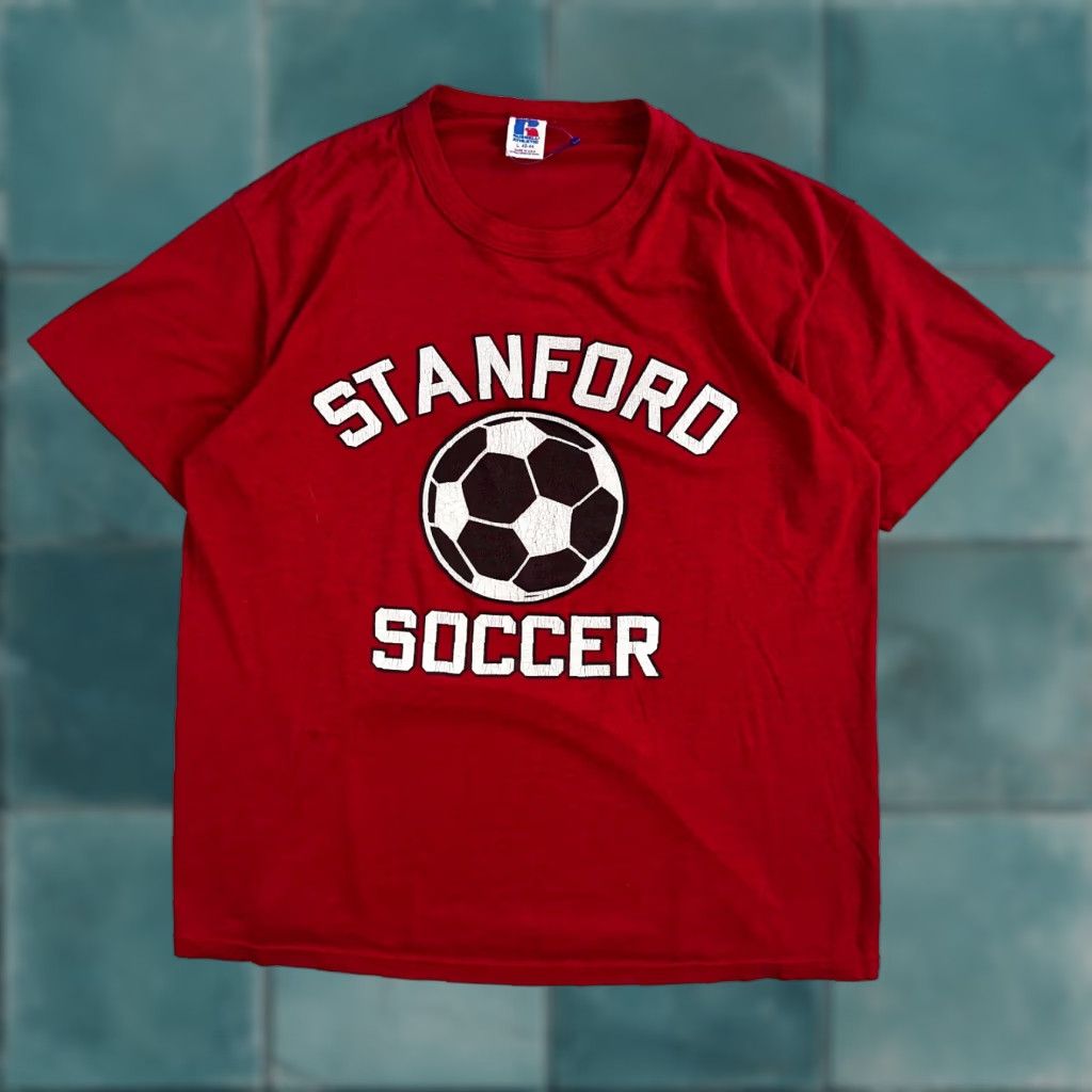 Athletic Vintage Russell Athletic T Shirt Stanford Soccer Usa Red 70s 80s 90s Graphic Print Hoodie, Sweatshirt