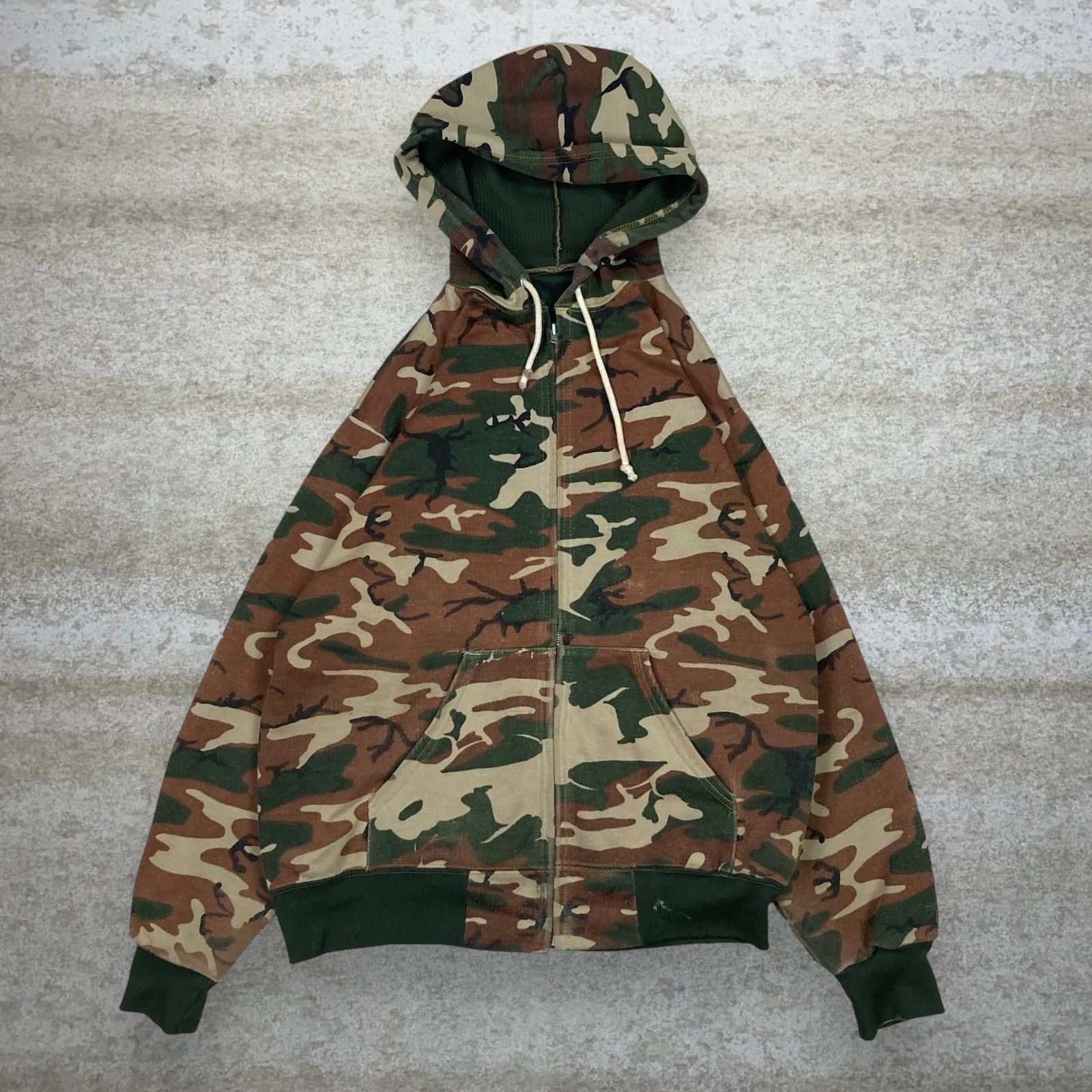 Vintage 90s Hunting Camo Hoodie Mens M Woodland Full Zip T-Shirts, Sweatshirt | PodTeesHub.com