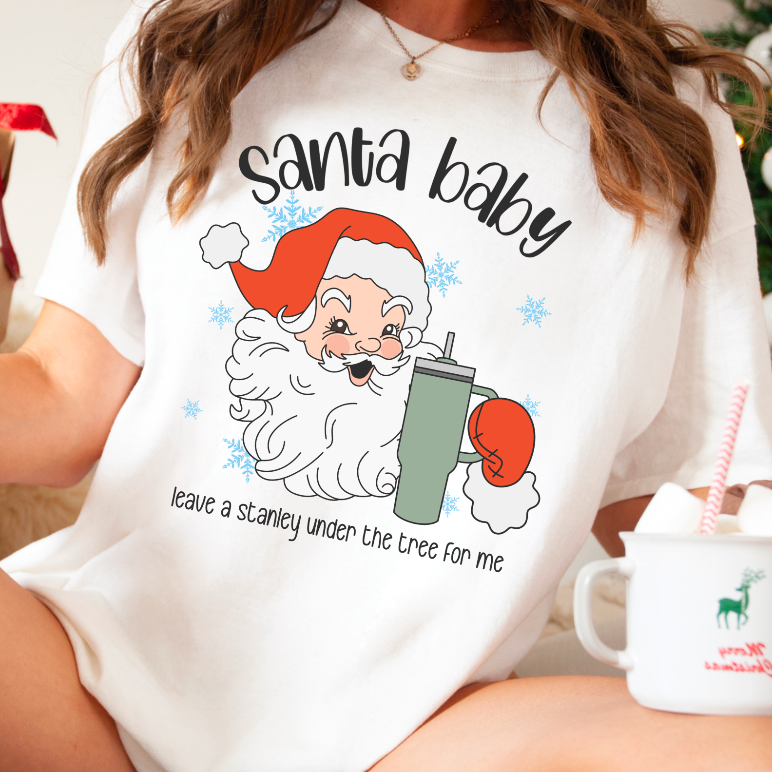 Santa Baby Leave A Stanley Under My Tree  Graphic Tee Hoodie, Sweatshirt | PodTeesHub.com