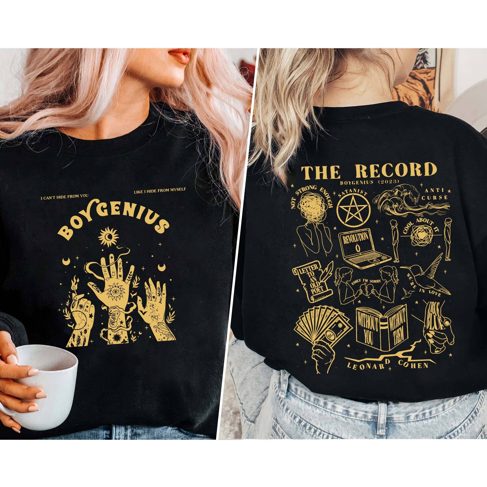 Boygenius 'the Record' Mystical Symbols Graphic Sweatshirt T-Shirts, Hoodie | PodTeesHub.com
