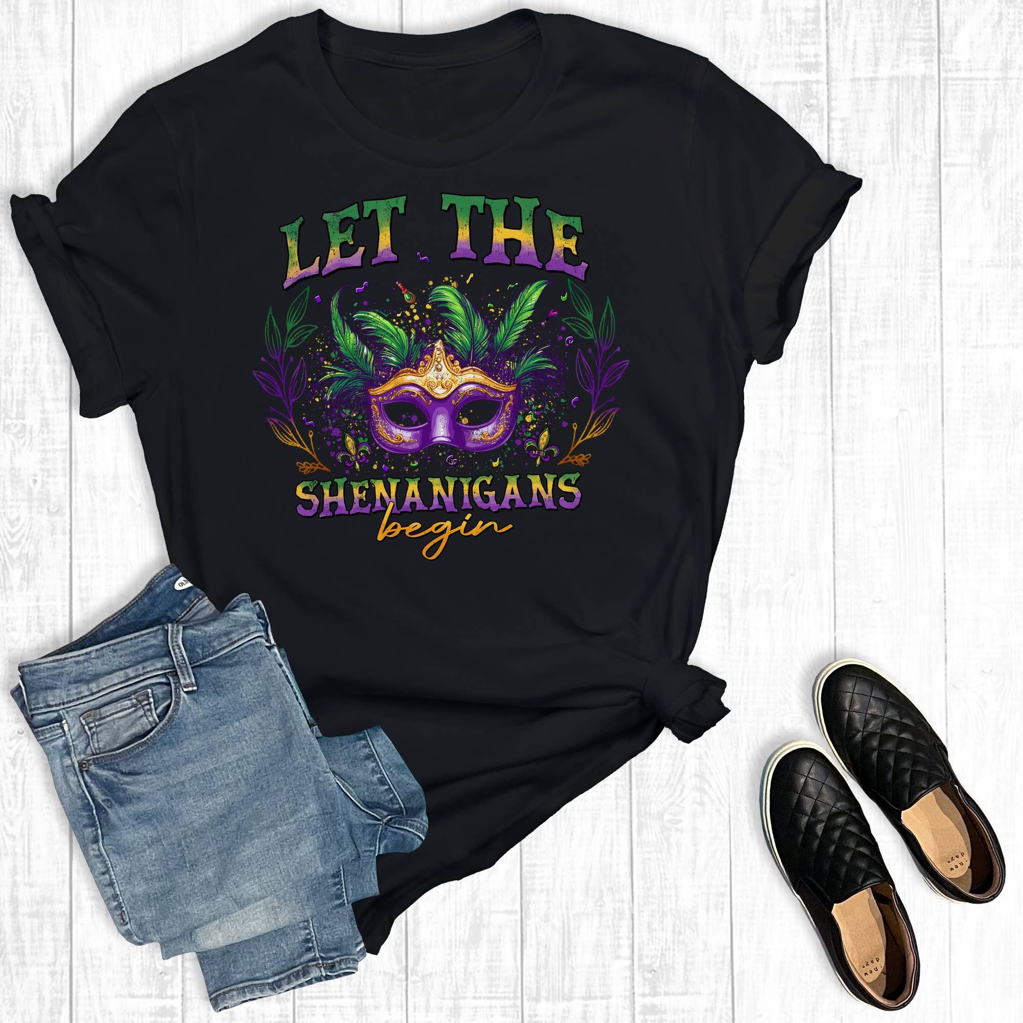 Mardi Gras Let the Shenanigans Begin Graphic Tee Hoodie, Sweatshirt | PodTeesHub.com