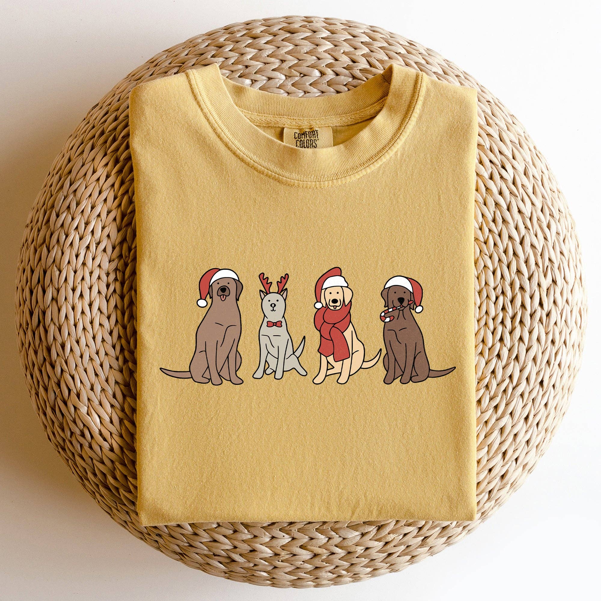 Adorable Christmas Dogs, Reindeer, Santa, Retro, Xmas Tshirt Hoodie, Sweatshirt | PodTeesHub.com
