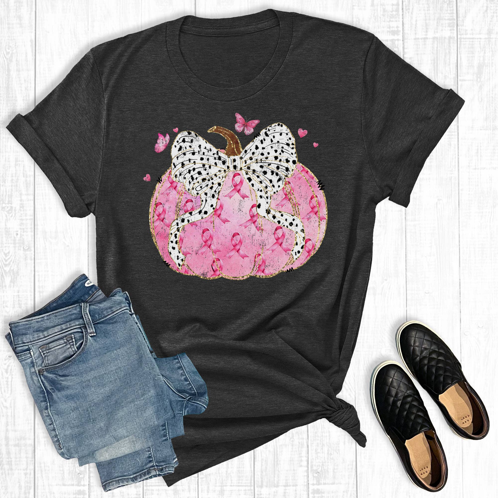 Fall Breast Cancer Awareness Pumpkin Graphic Tee Hoodie, Sweatshirt | PodTeesHub.com