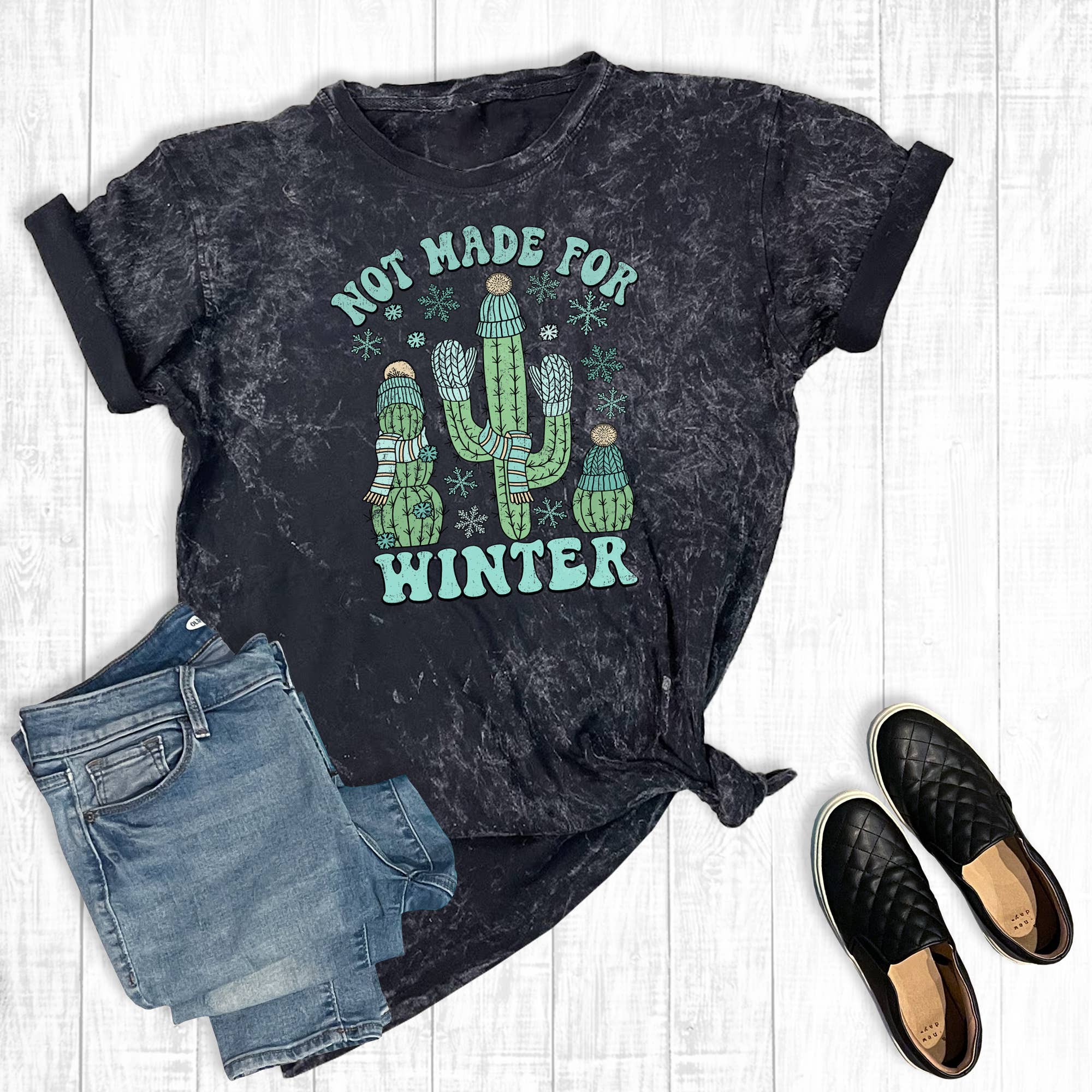 Cactus Not Made For Winter Mineral Wash Graphic Tee Hoodie, Sweatshirt | PodTeesHub.com