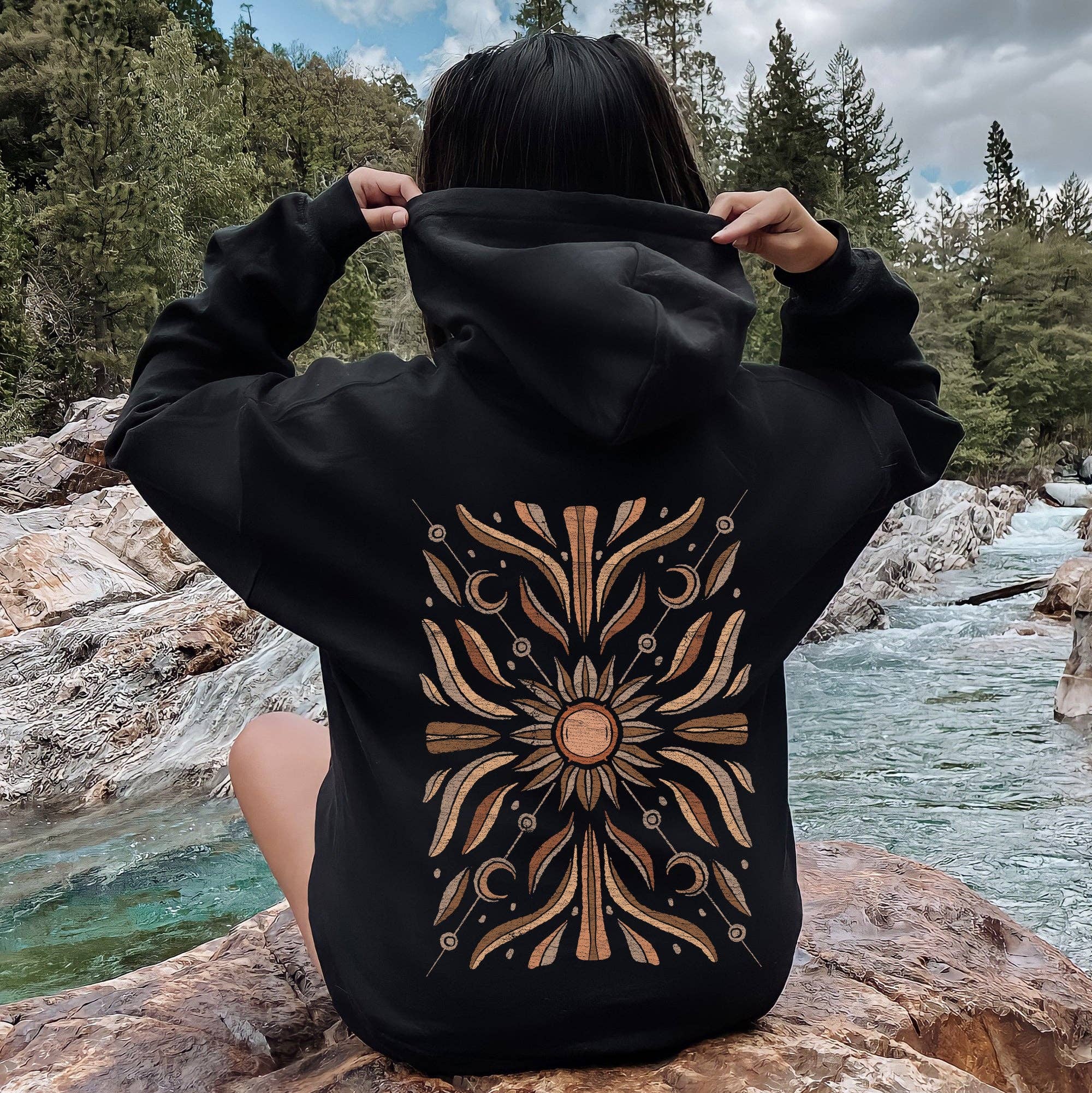 Boho Radiant Sun Hoodie T-Shirts, Sweatshirt | PodTeesHub.com