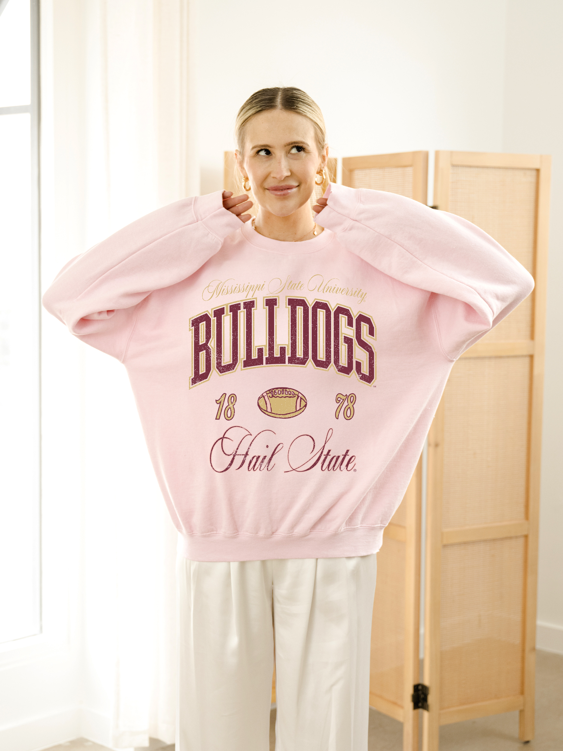 Mississippi State Bulldogs Wave Arch Pk Thrifted Sweatshirt T-Shirts, Hoodie | PodTeesHub.com