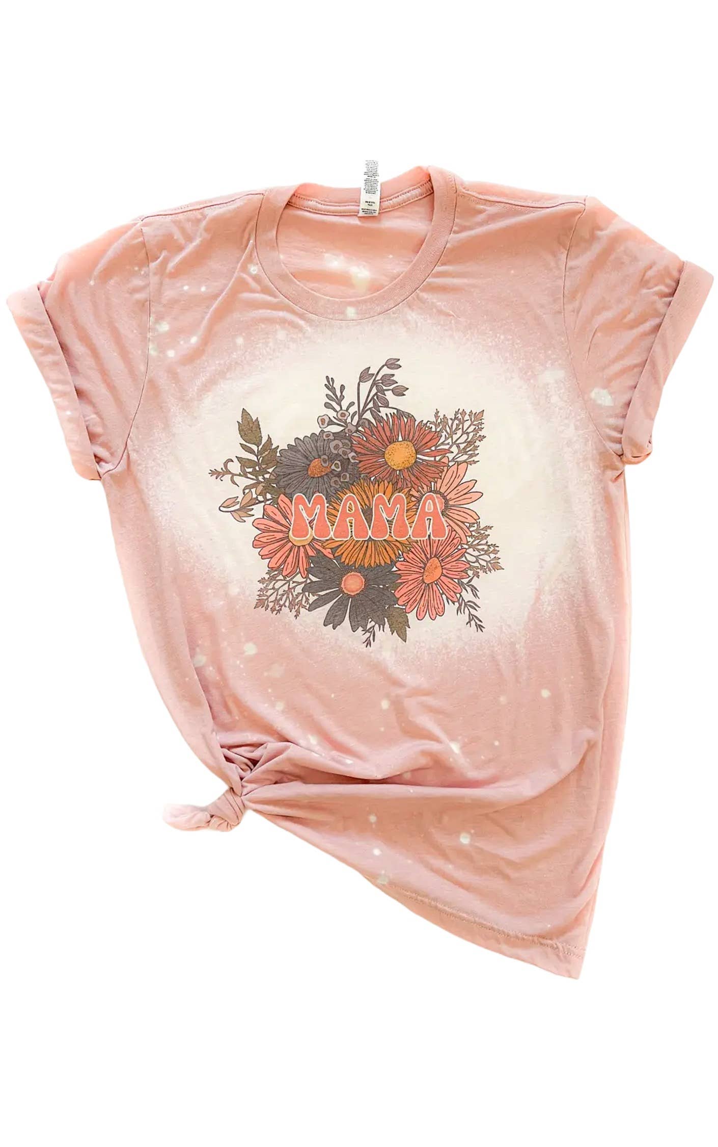 Mama Floral Peach Bleached Mother's Day Tee Hoodie, Sweatshirt | PodTeesHub.com