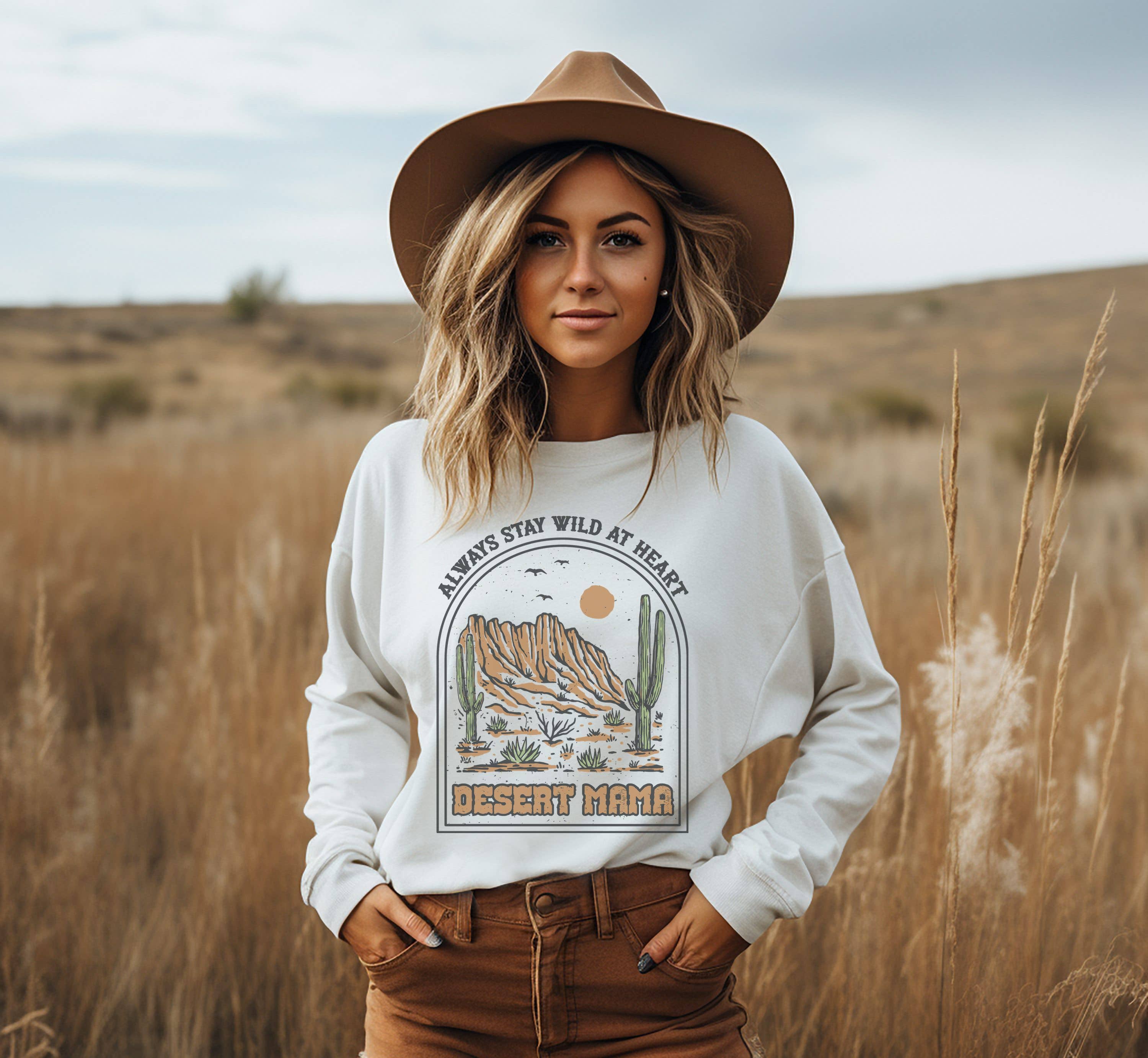 Wild At Heart Desert Mama (Brown) Crew Neck Sweatshirt T-Shirts, Hoodie | PodTeesHub.com