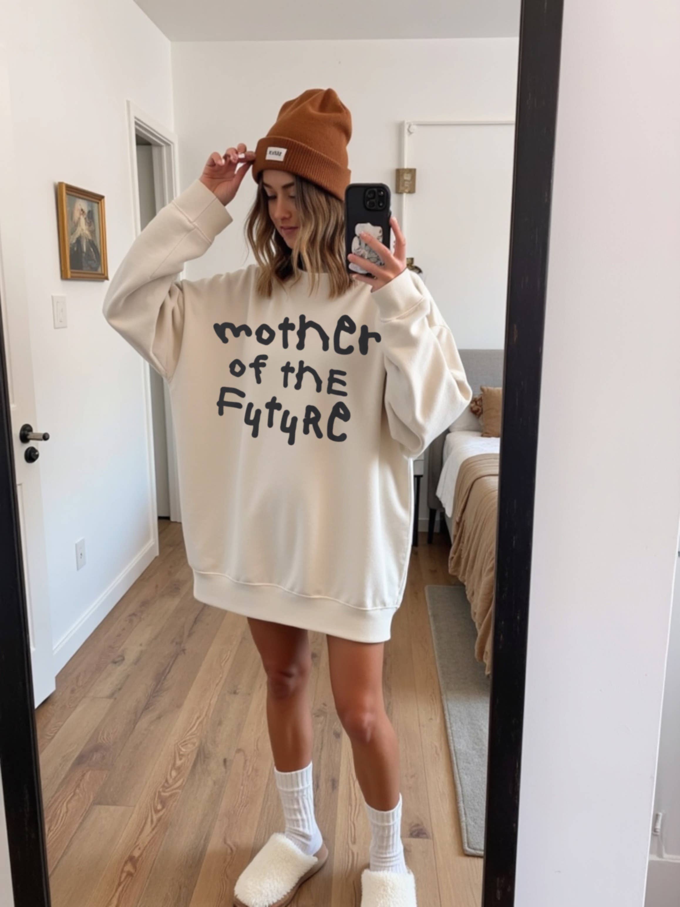 Mother of the Future Graphic Sweatshirt - Vanilla T-Shirts, Hoodie | PodTeesHub.com
