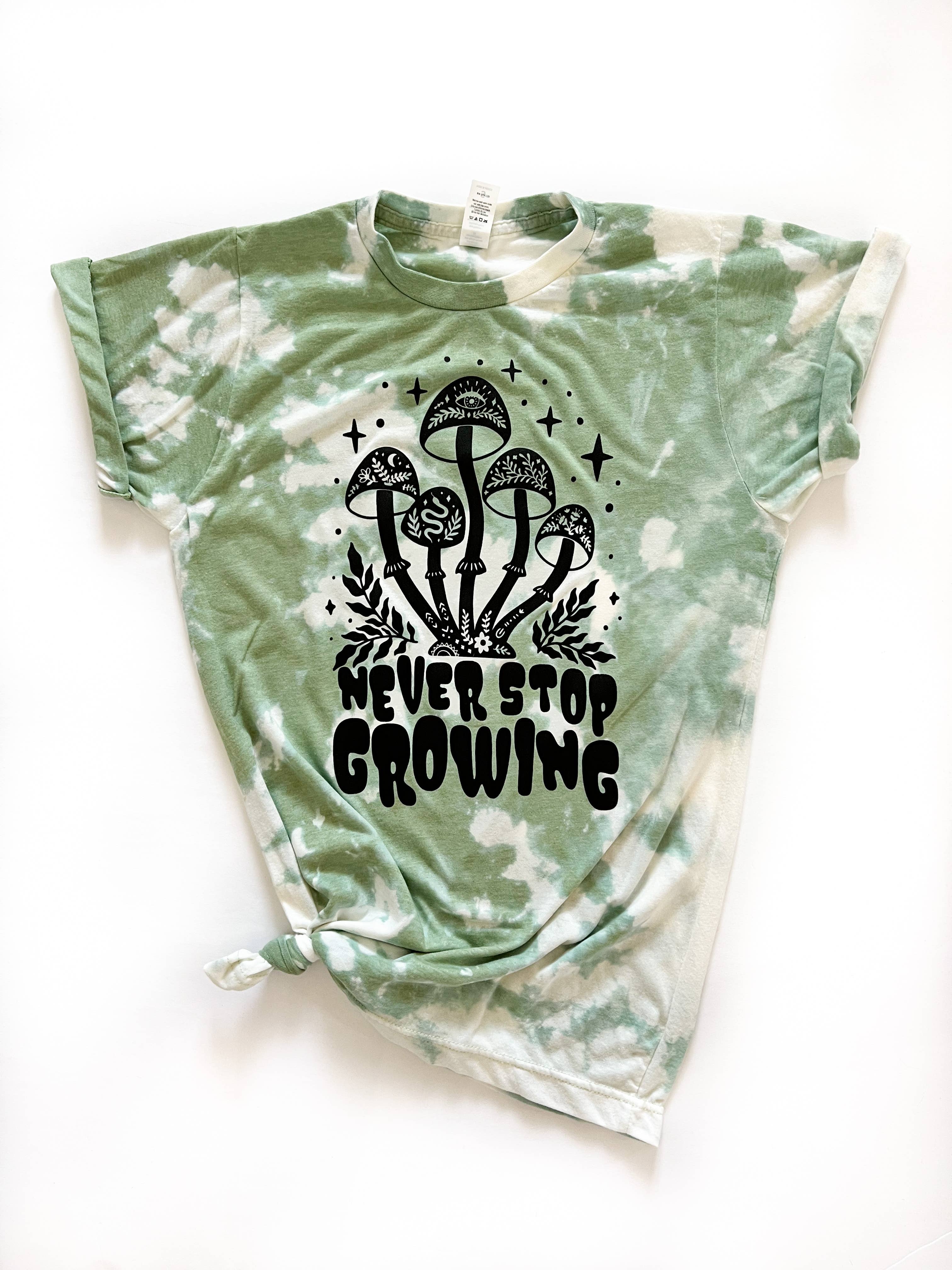 Never Stop Growing Mushroom Tie-Dye Tee Hoodie, Sweatshirt | PodTeesHub.com