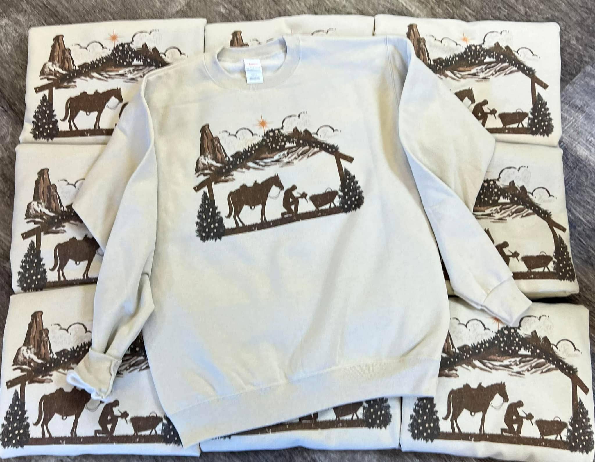 Cowboy Chrismas Sweatshirt On Sand T-Shirts, Hoodie | PodTeesHub.com