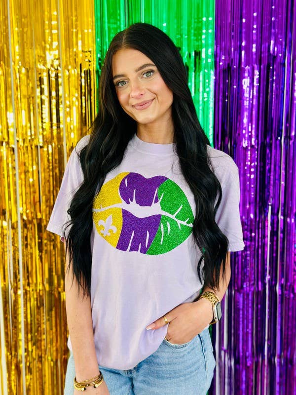 Mardi Gras Multi Glitter Lip Tee Hoodie, Sweatshirt | PodTeesHub.com