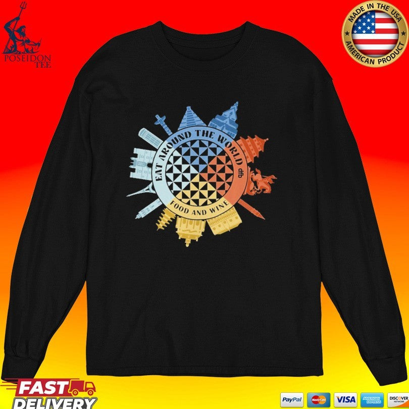 Eat Around The World Food & Wine Compass T-shirt