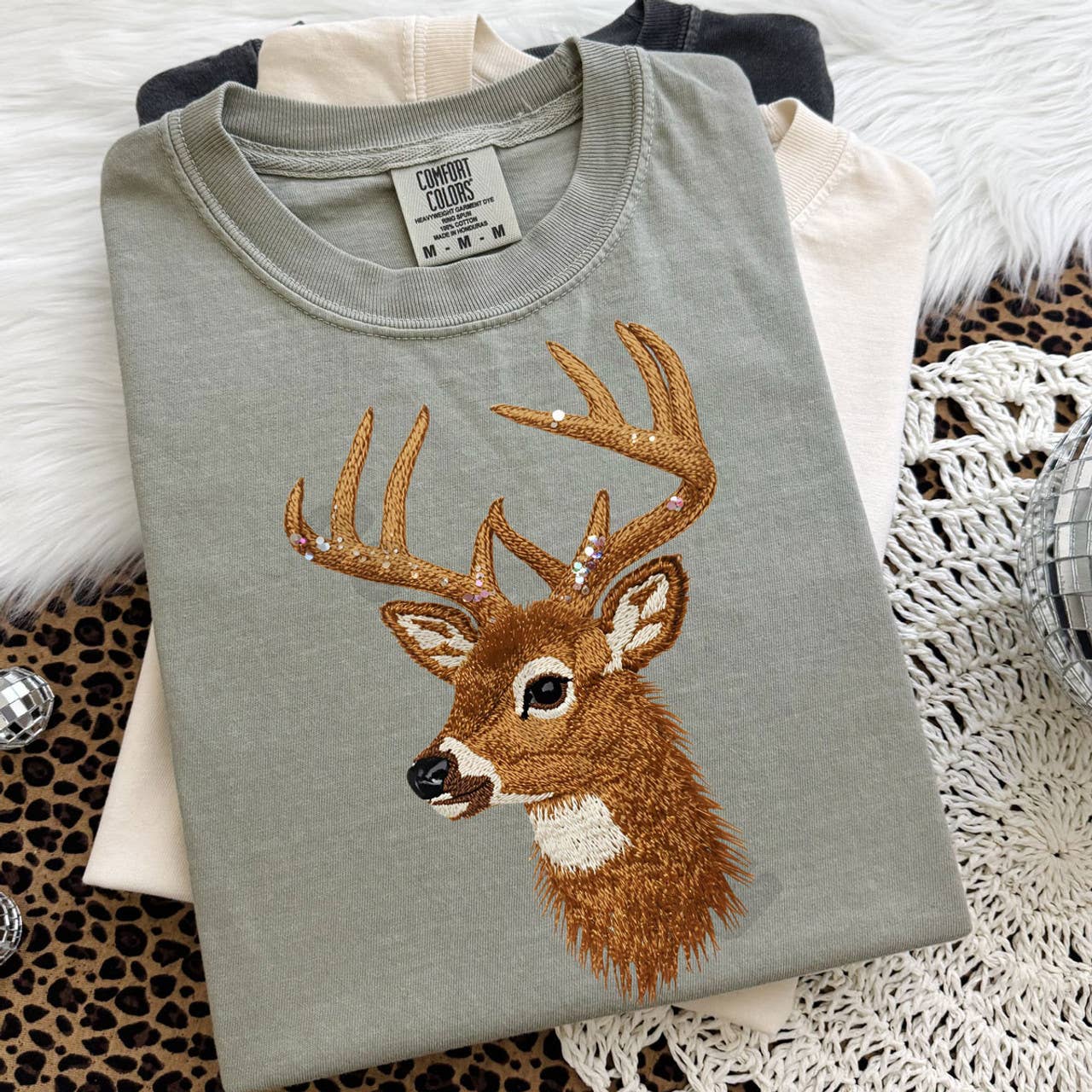 Faux Yarn Deer Tee Hoodie, Sweatshirt | PodTeesHub.com