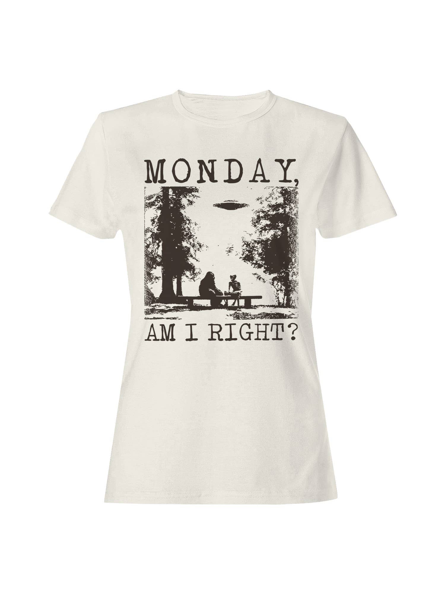 Monday Humor Ufo and Sasquatch Women's T-Shirt Hoodie, Sweatshirt | PodTeesHub.com
