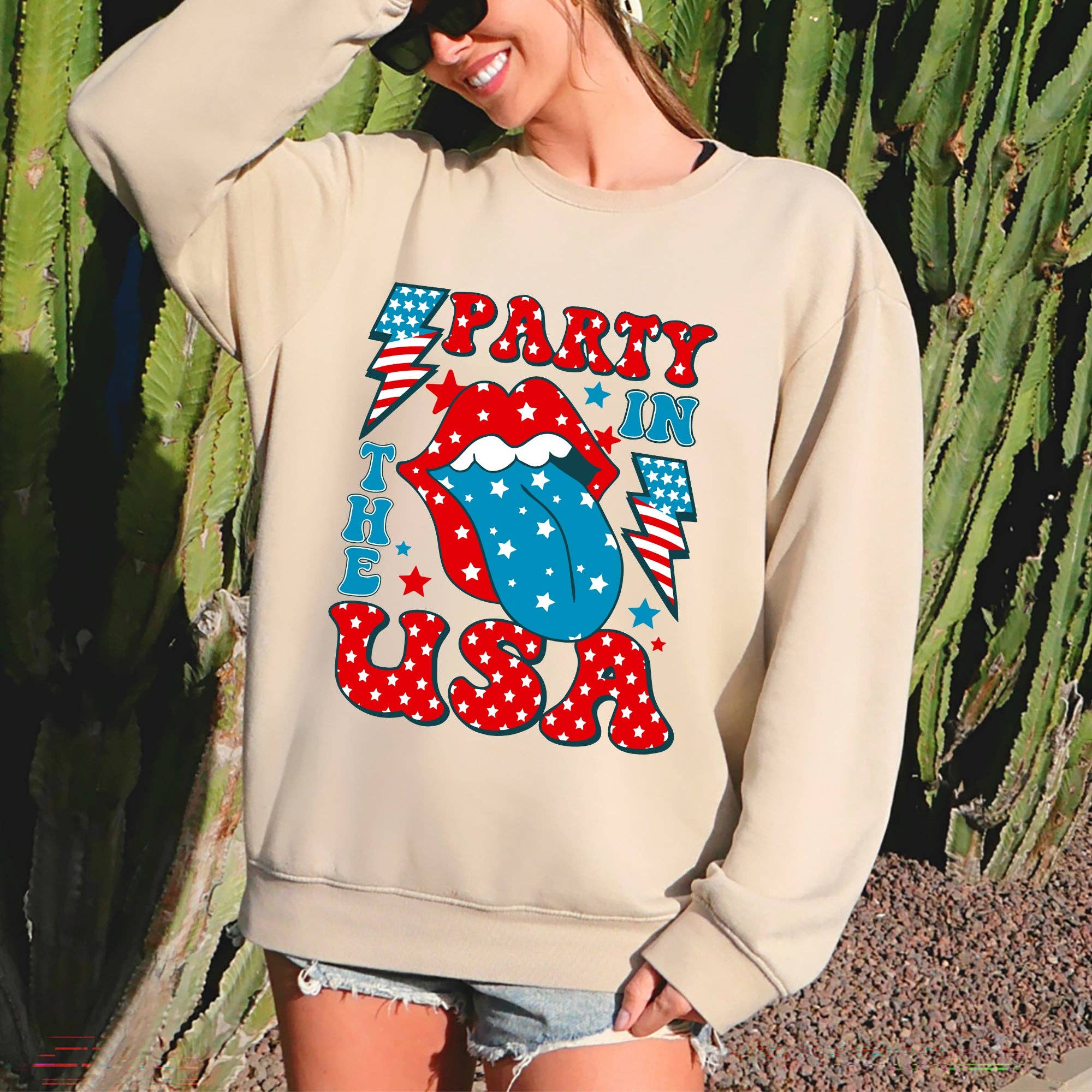Retro Party in the USA, Tongue  4th of July Sweatshirt T-Shirts, Hoodie | PodTeesHub.com