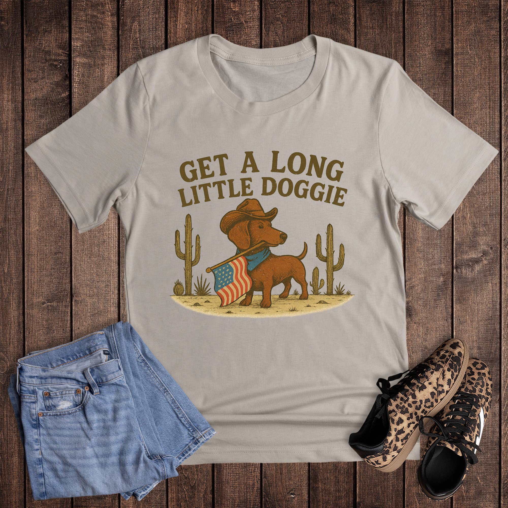 Patriotic Get Along Little Doggie Graphic Tee Hoodie, Sweatshirt | PodTeesHub.com