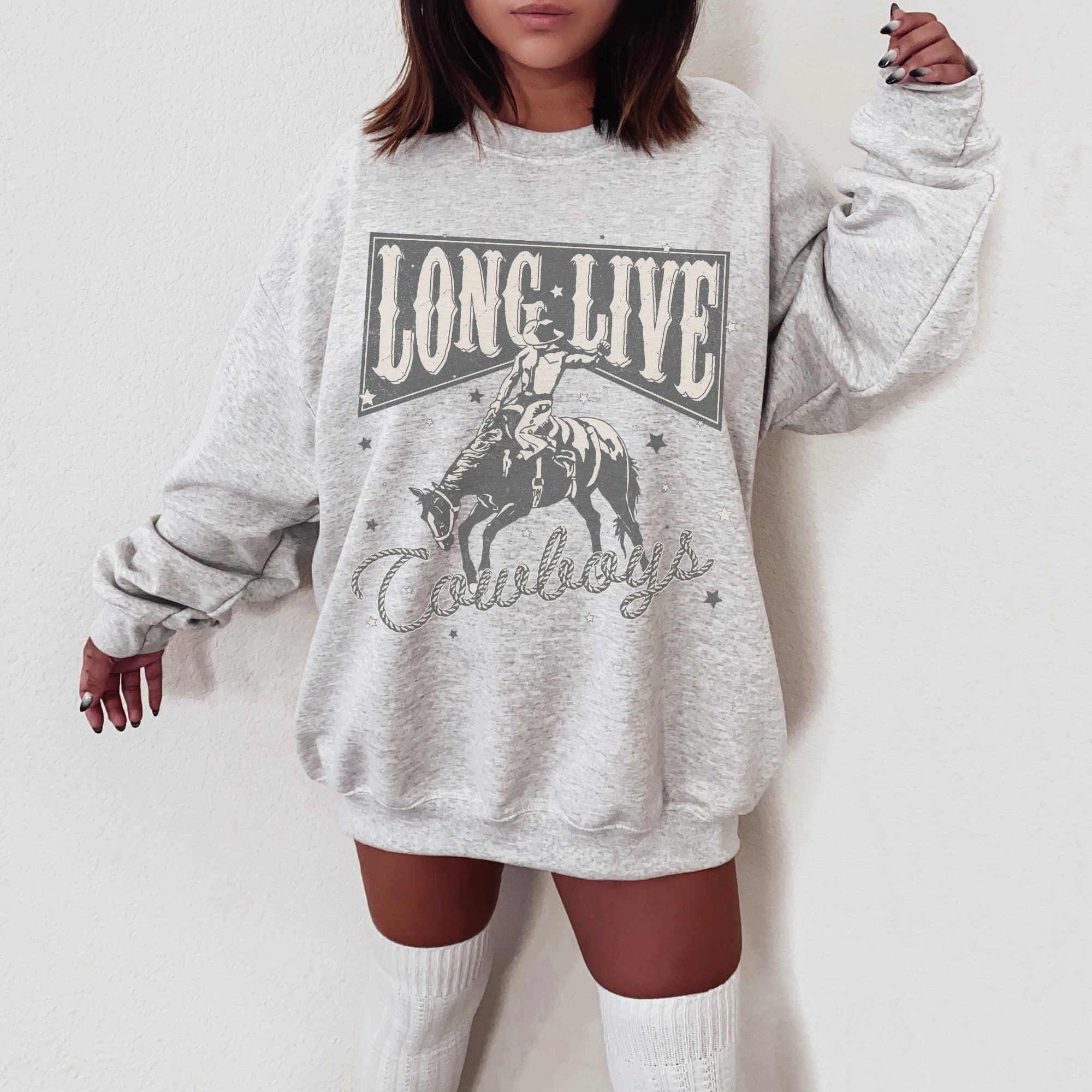 Oversized Vintage Western Cowboy Sweatshirt Crewneck Shirt Hoodie | PodTeesHub.com