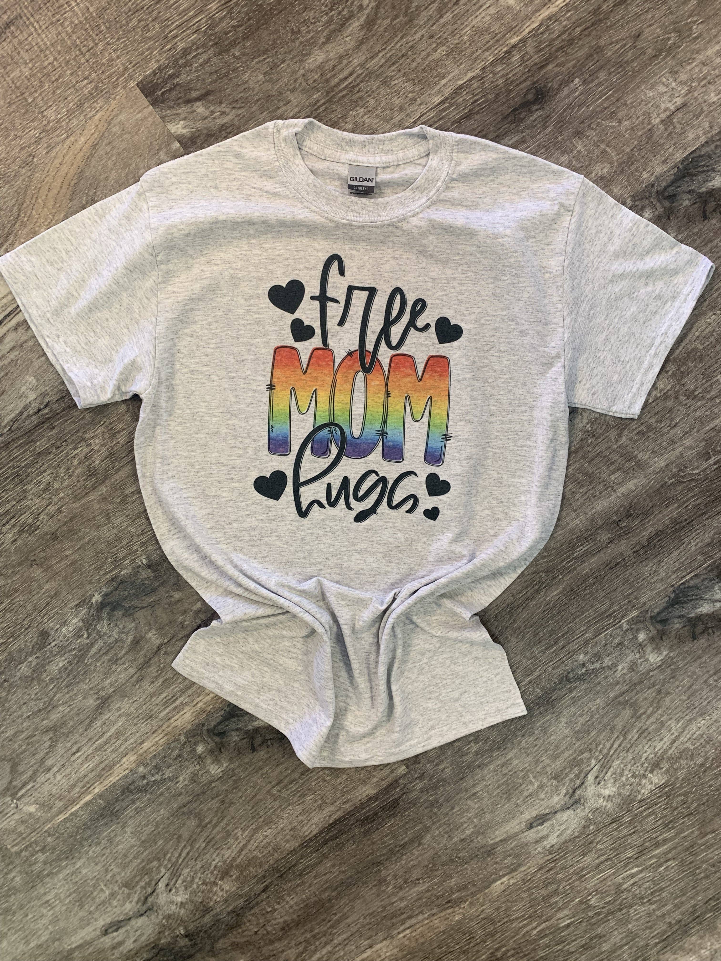Free Mom Hugs On Ash Gray Tee Hoodie, Sweatshirt | PodTeesHub.com