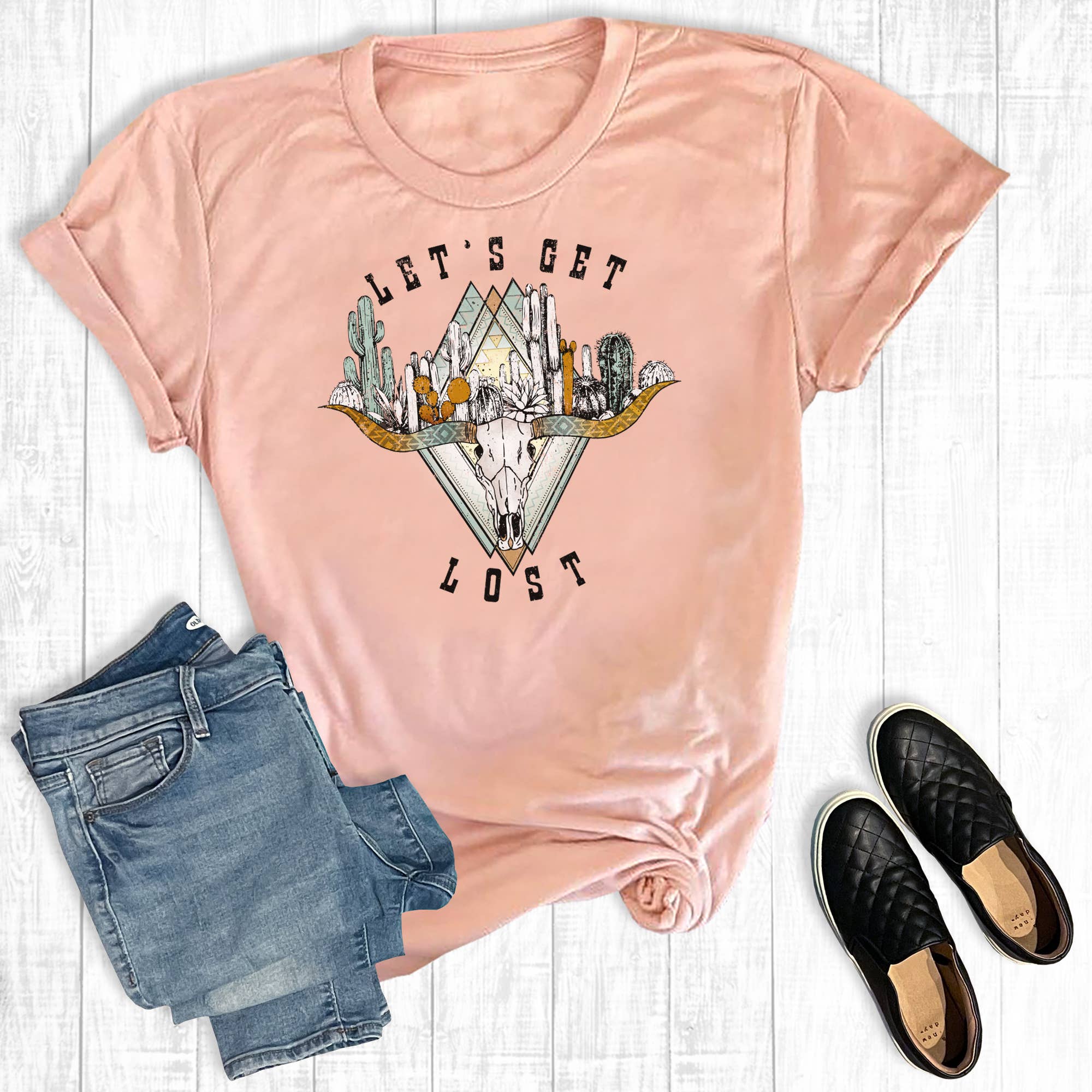 Let's Get Lost Cowskull Graphic Tee Hoodie, Sweatshirt | PodTeesHub.com