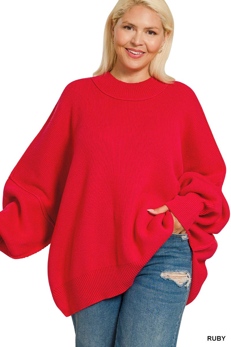 1016 Plus Side Slit Oversized Sweater SI-26608 T-Shirts, Hoodie, Sweatshirt | PodTeesHub.com