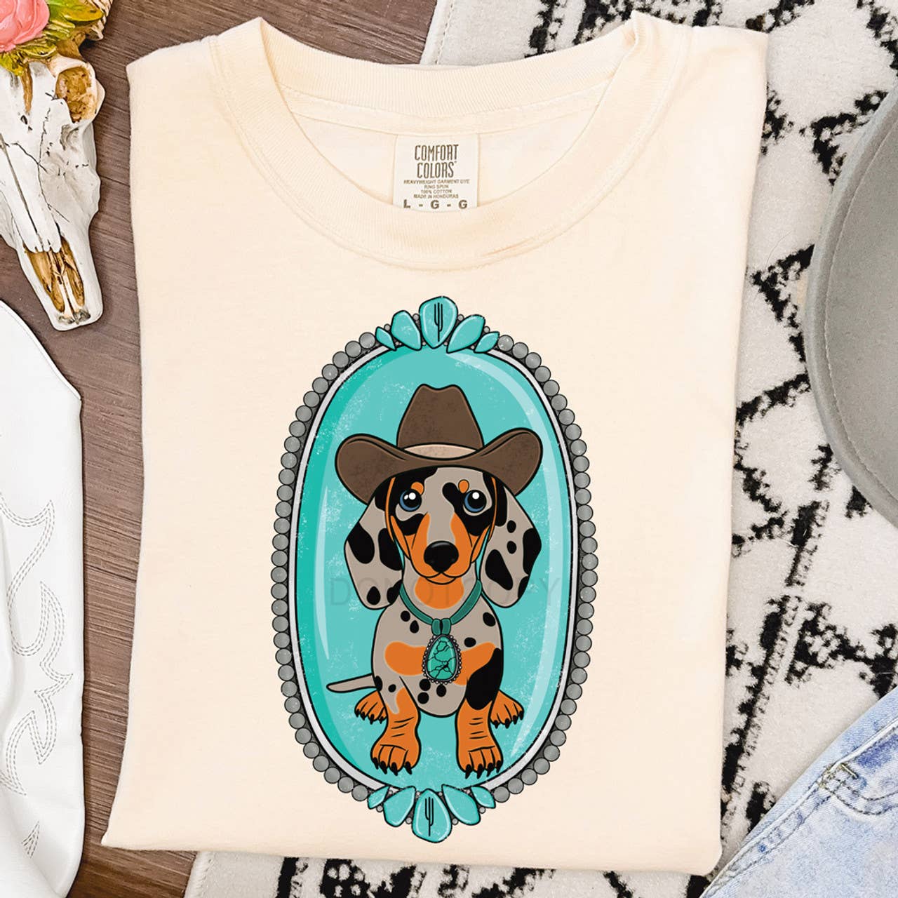 Western Dachshund Tee Hoodie, Sweatshirt | PodTeesHub.com