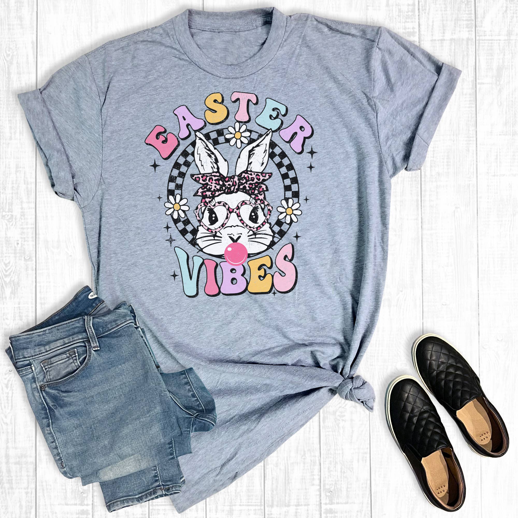 Retro Easter Bunny Vibes Graphic Tee Hoodie, Sweatshirt | PodTeesHub.com
