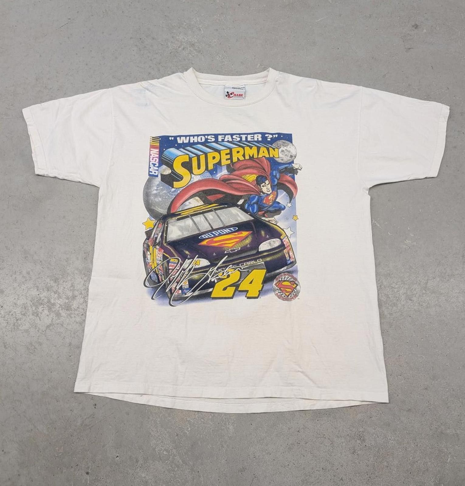 Nascar Vintage 90s Superman Nascar Jeff Gordon Made In Usa T Shirt Hoodie, Sweatshirt | PodTeesHub.com