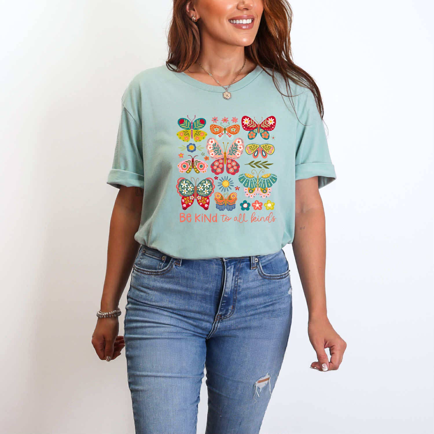 Be Kind To All Kinds Butterfly Patchwork Tee Hoodie, Sweatshirt | PodTeesHub.com